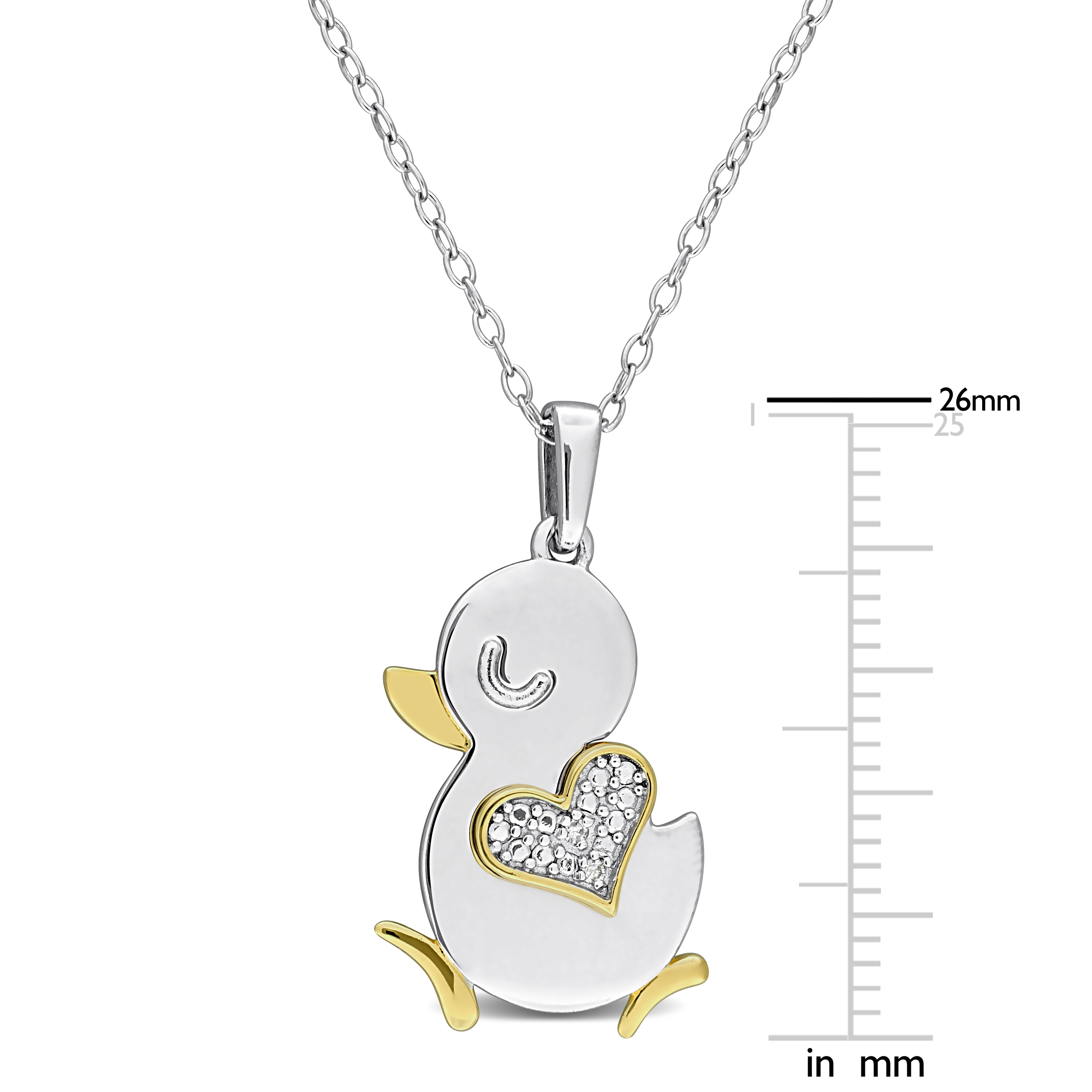Diamond Accent Duck Heart Pendant with Chain in Two-Tone Sterling Silver - 18 in-2