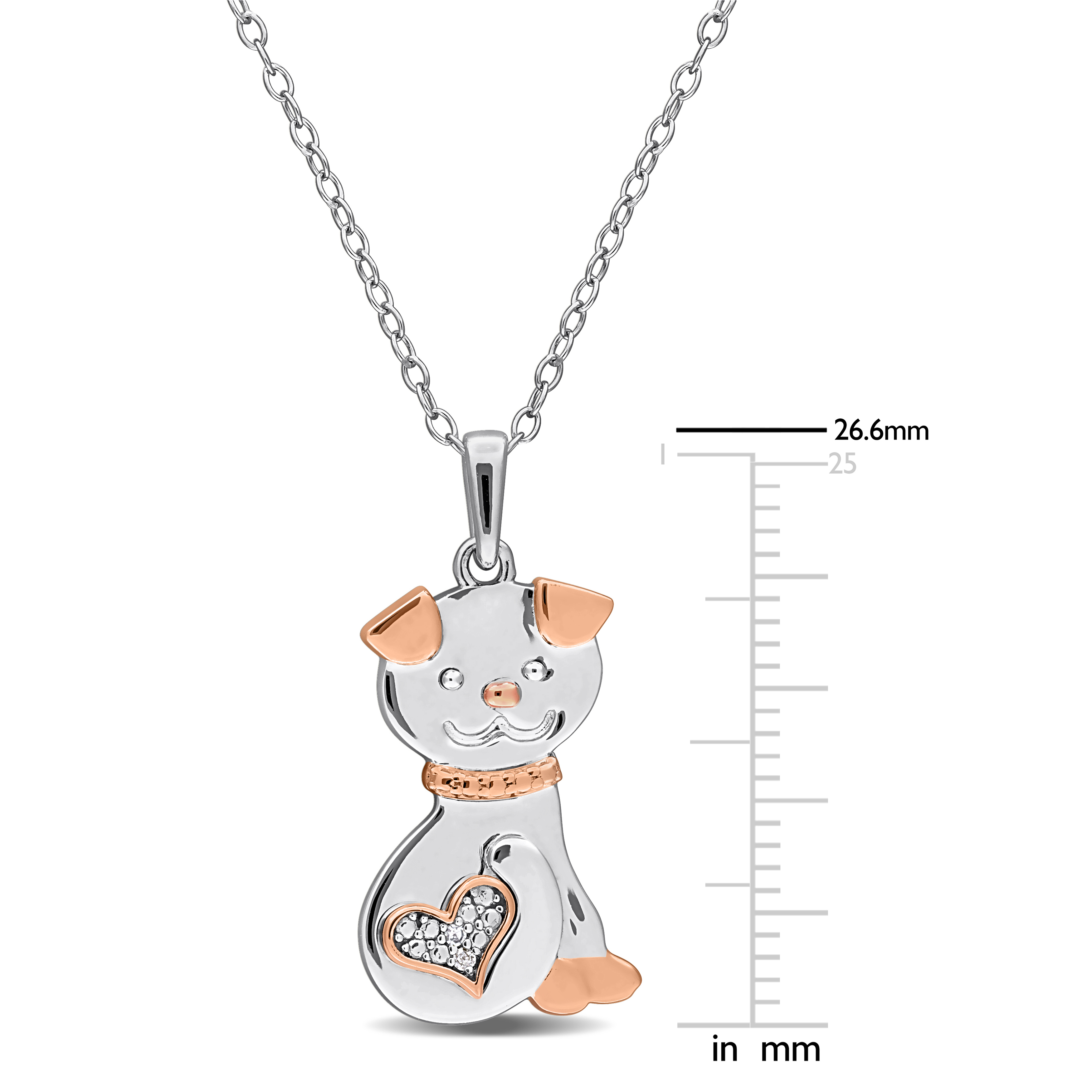Diamond Accent Dog Heart Pendant with Chain in Two-Tone Sterling Silver - 18 in-2