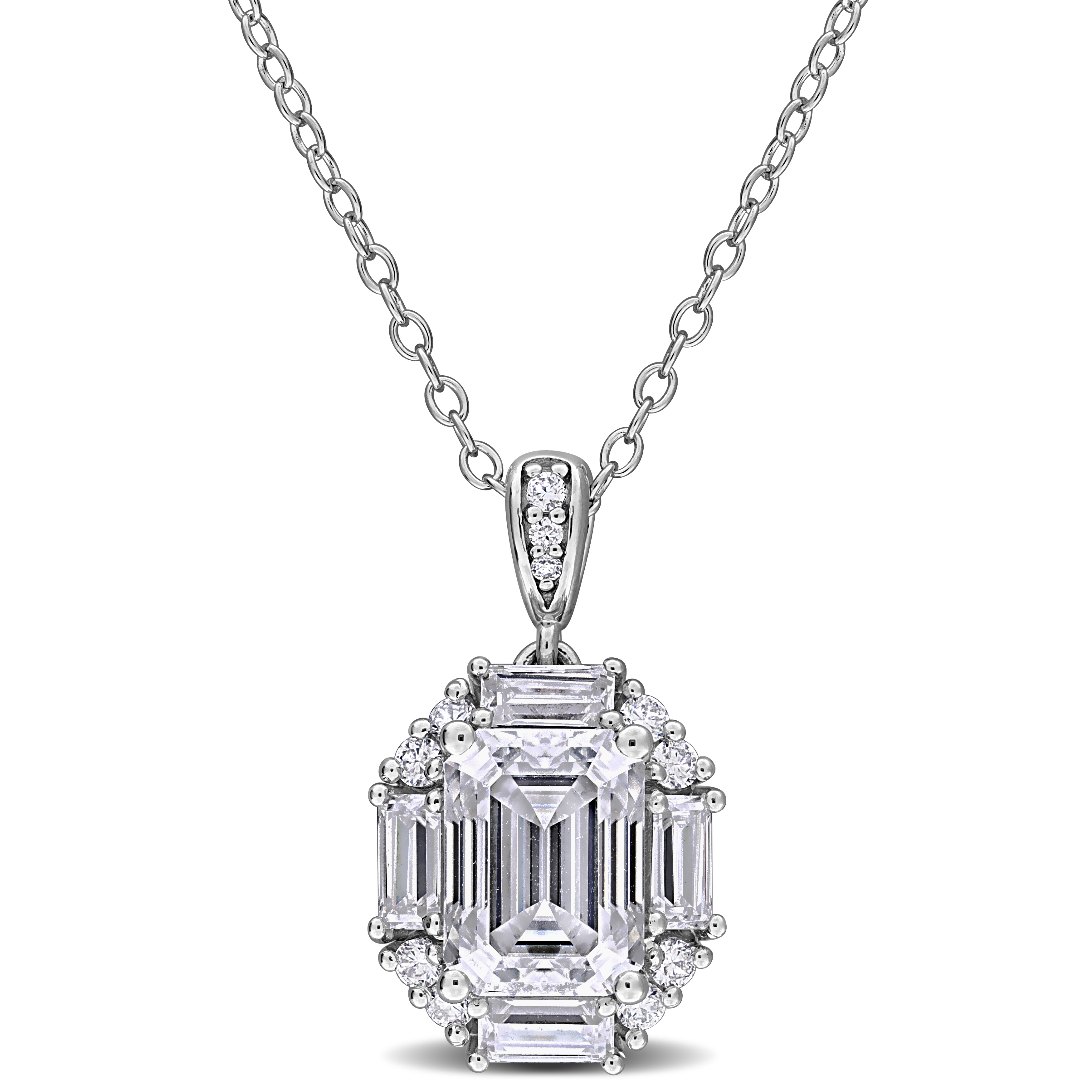 2 1/2ct DEW Multi-Shaped Created Moissanite Drop Pendant with Chain in Sterling Silver - 17 in
