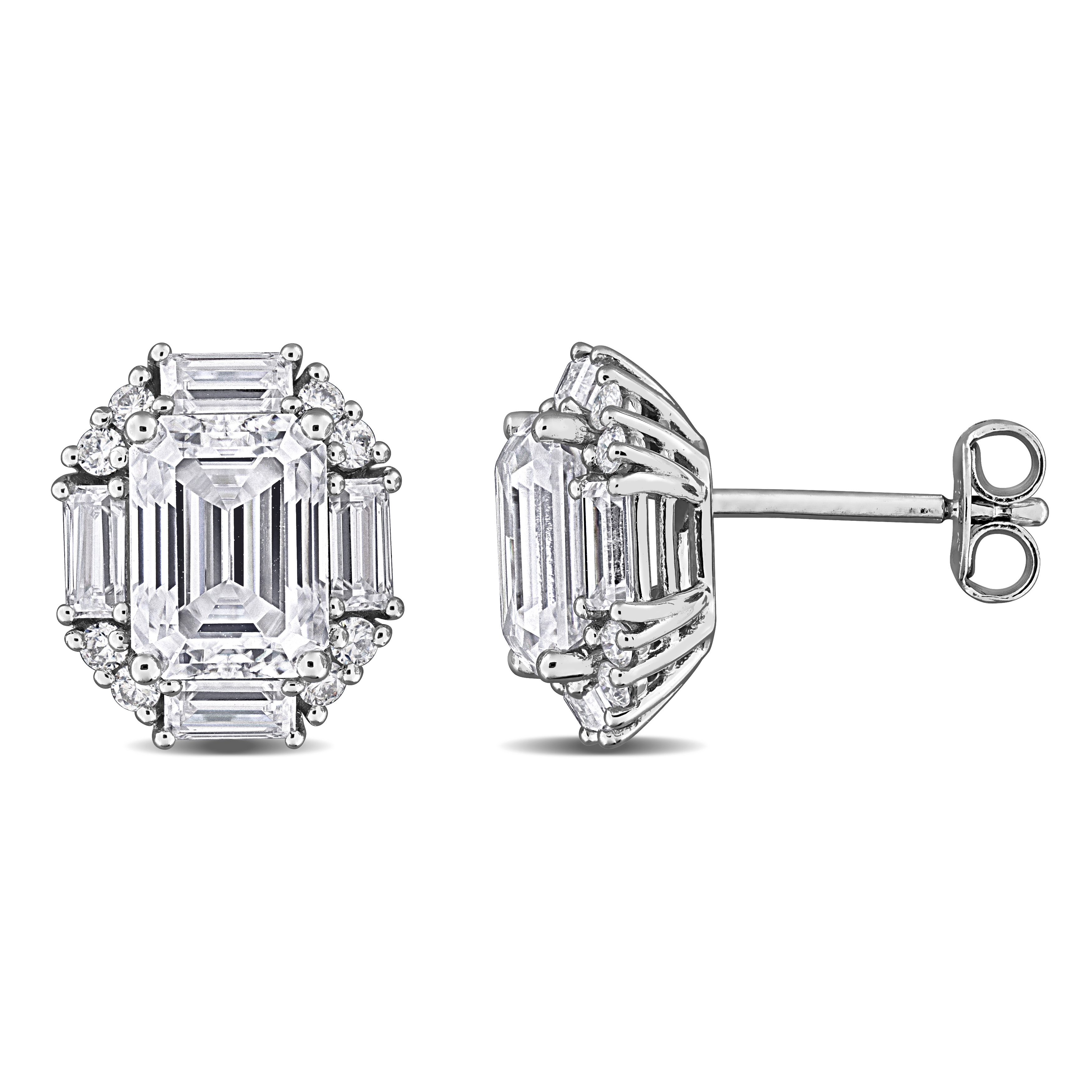 5ct DEW Created Moissanite Cluster Stud Earrings in Sterling Silver