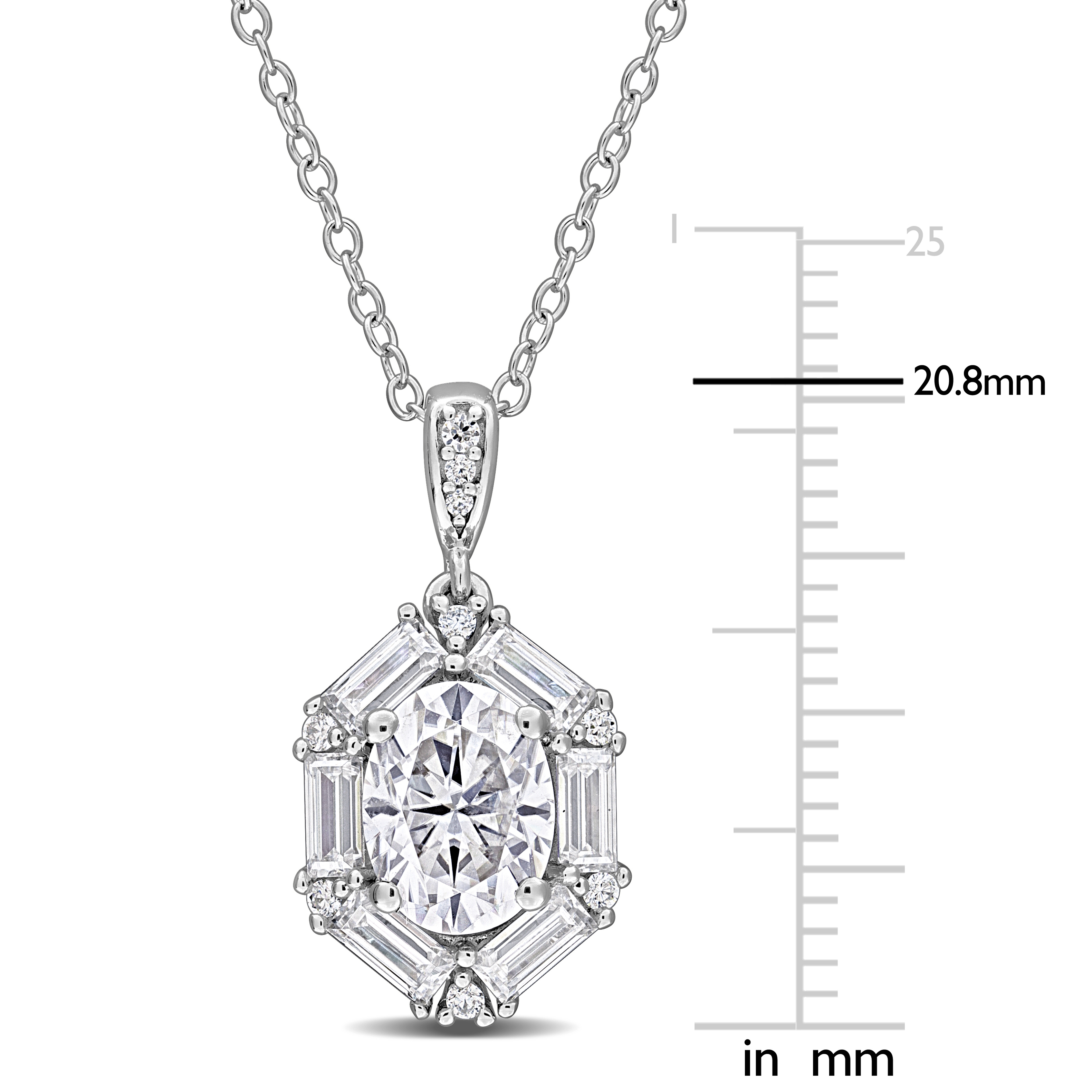 2 1/5ct DEW Multi-Shaped Created Moissanite Drop Pendant with Chain in Sterling Silver - 17 in