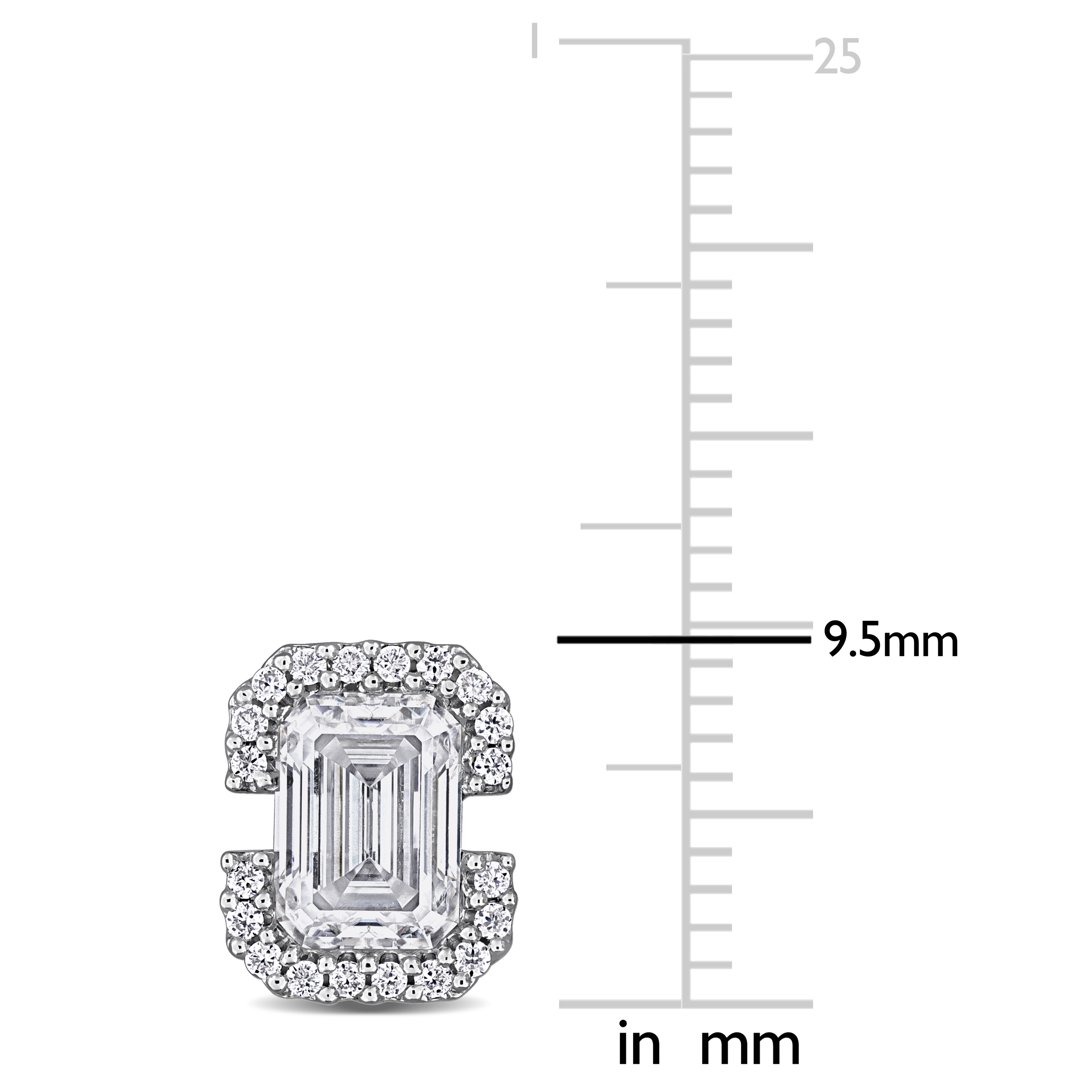 2 1/5ct DEW Octagon-Cut Created Moissanite Halo Stud Earrings in Sterling Silver