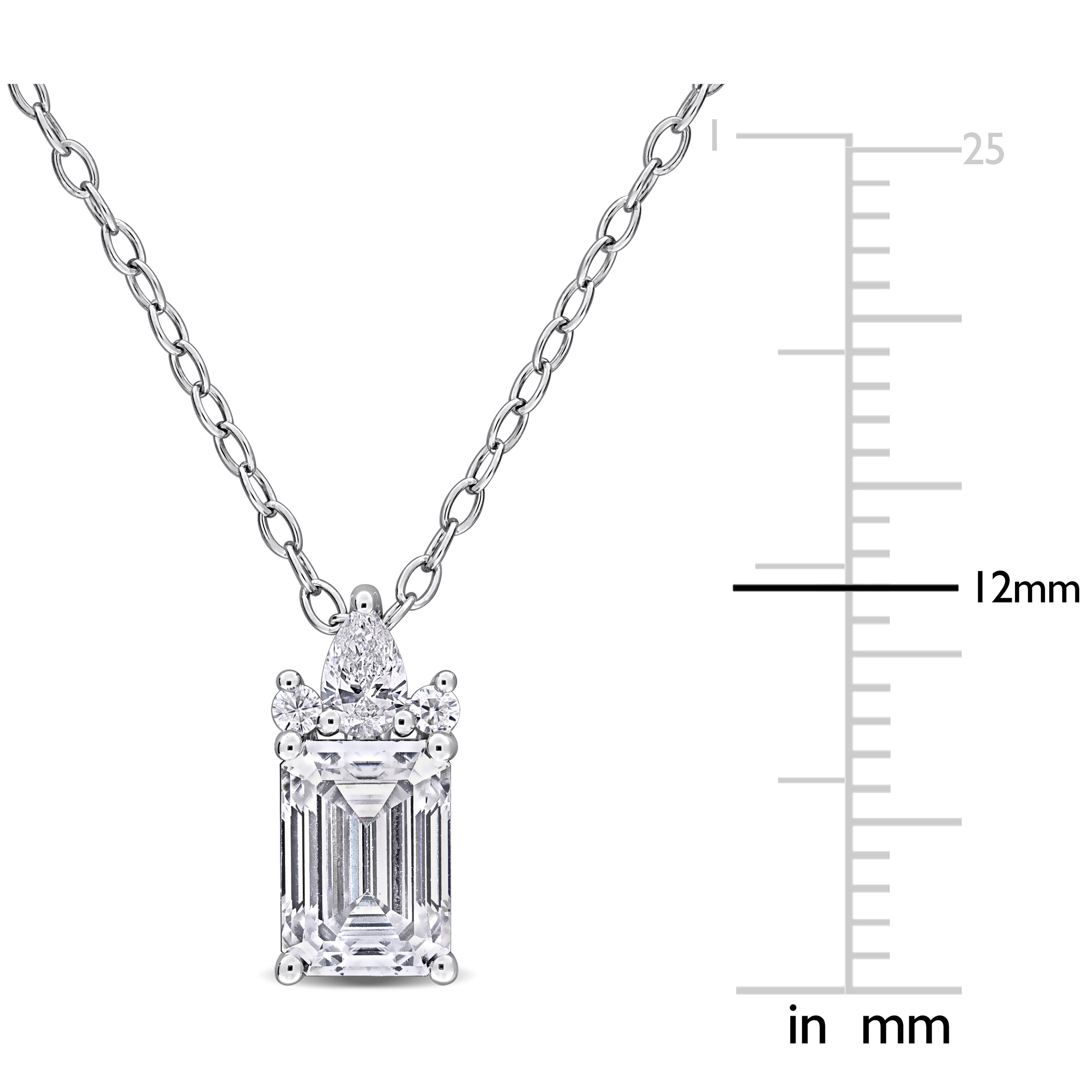 5ct DEW Created Moissanite Drop Pendant with Chain in Sterling Silver - 18 in