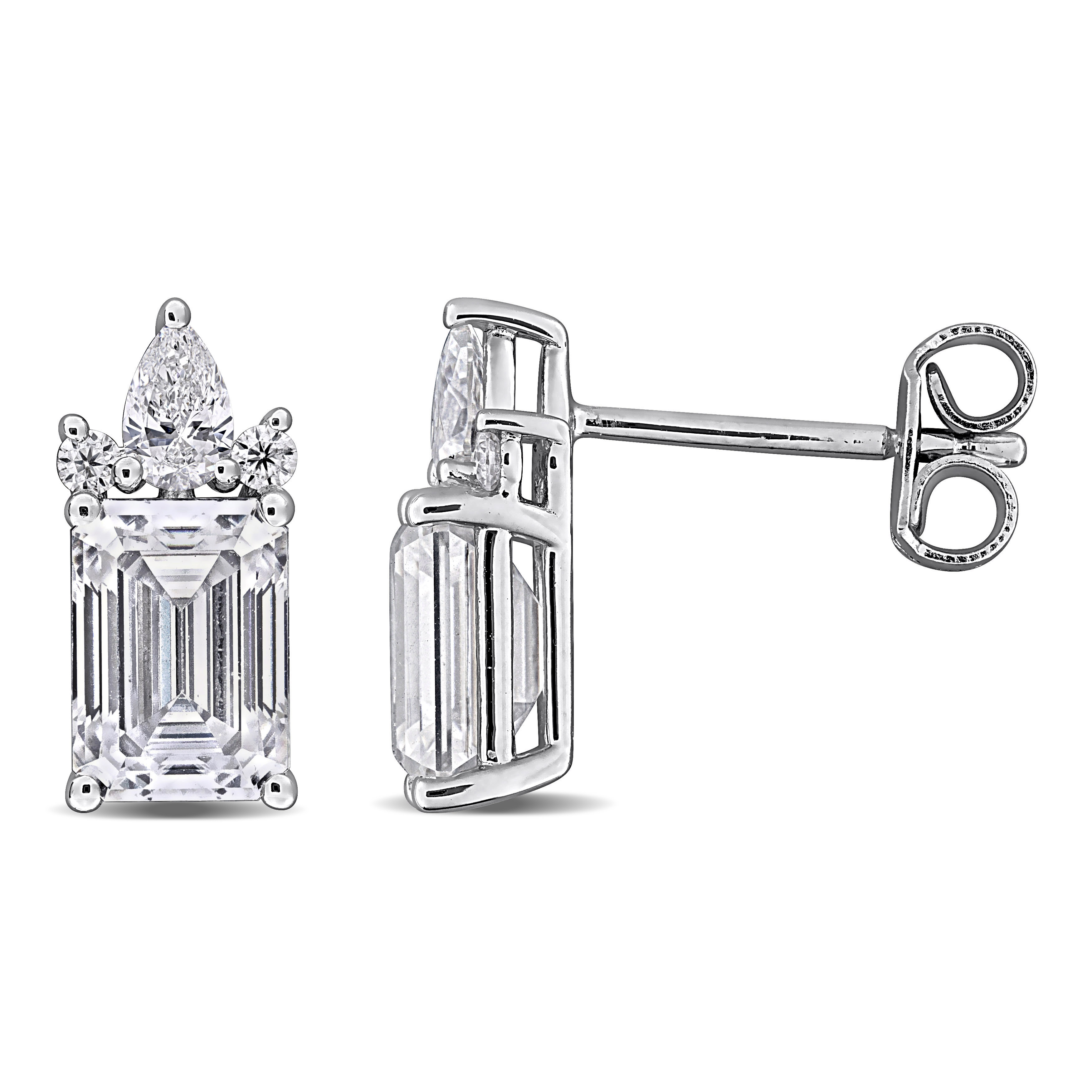 2 1/2ct DEW Created Moissanite Drop Earrings in Sterling Silver