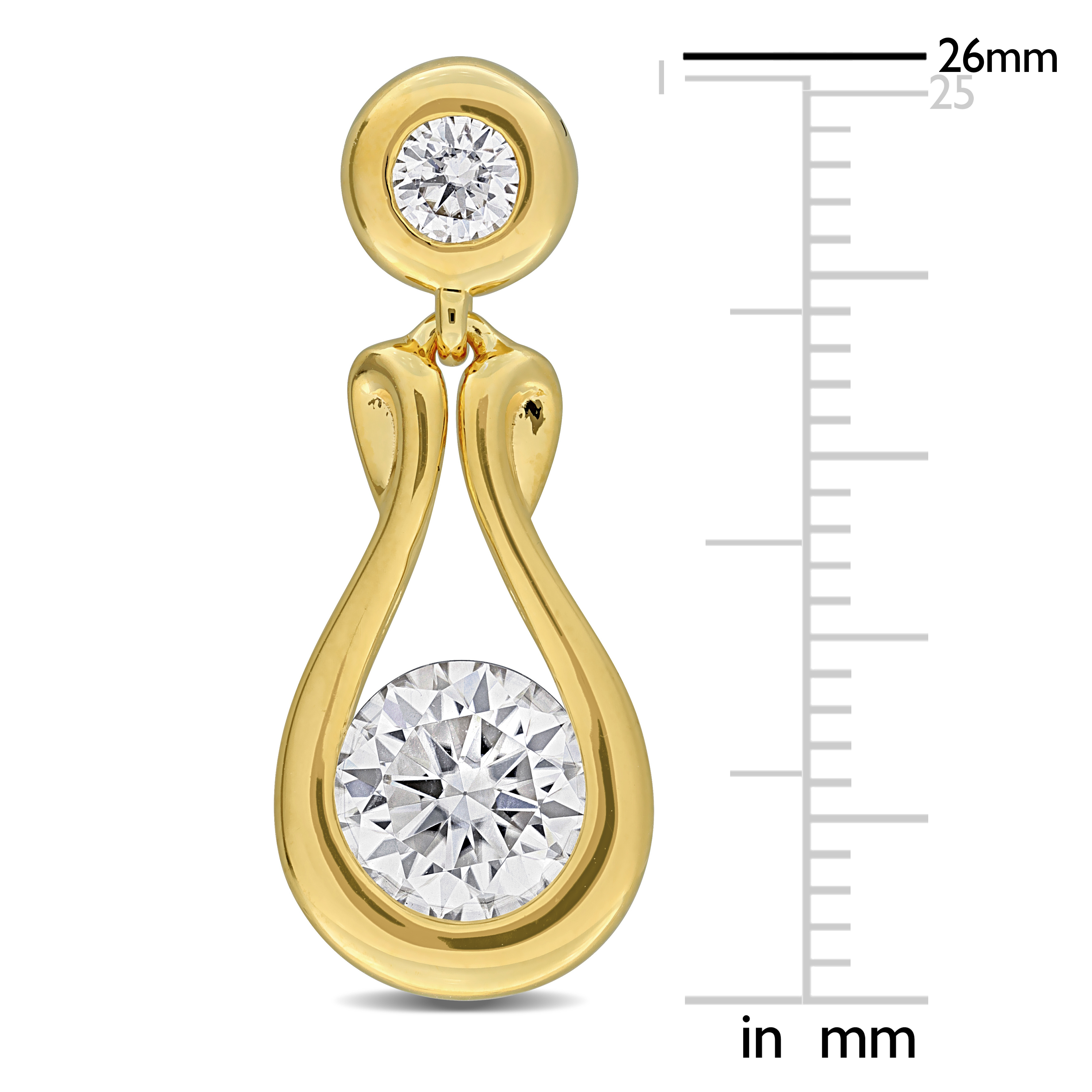 2 4/5ct DEW Created Moissanite Drop Earrings in Yellow Plated Sterling Silver