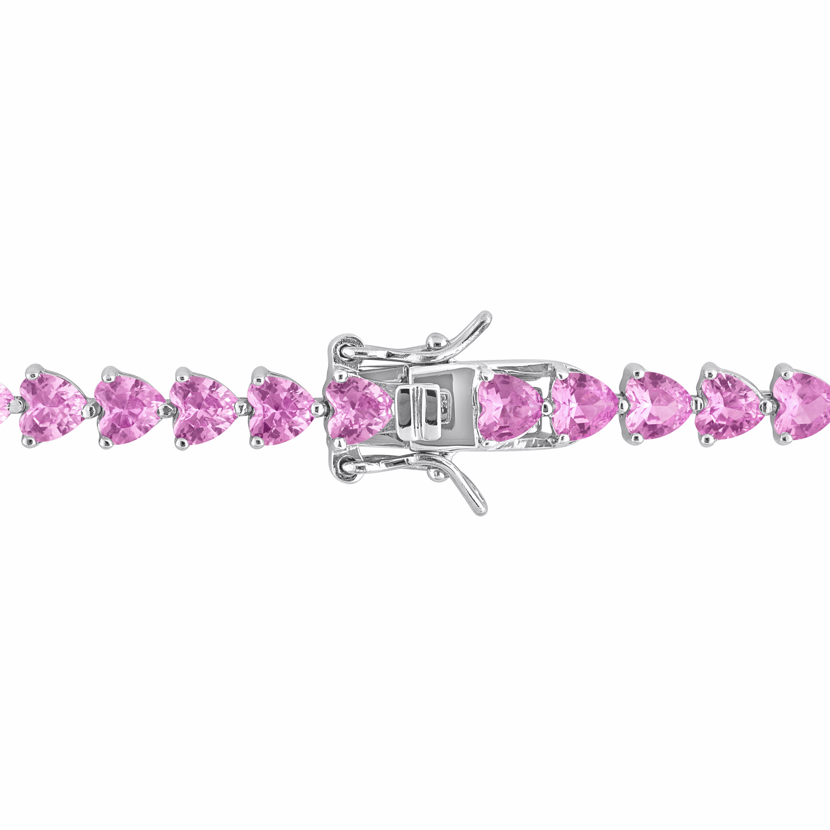 12 1/3 CT TGW Created Pink Sapphire 7.5 Bracelet in Sterling Silver