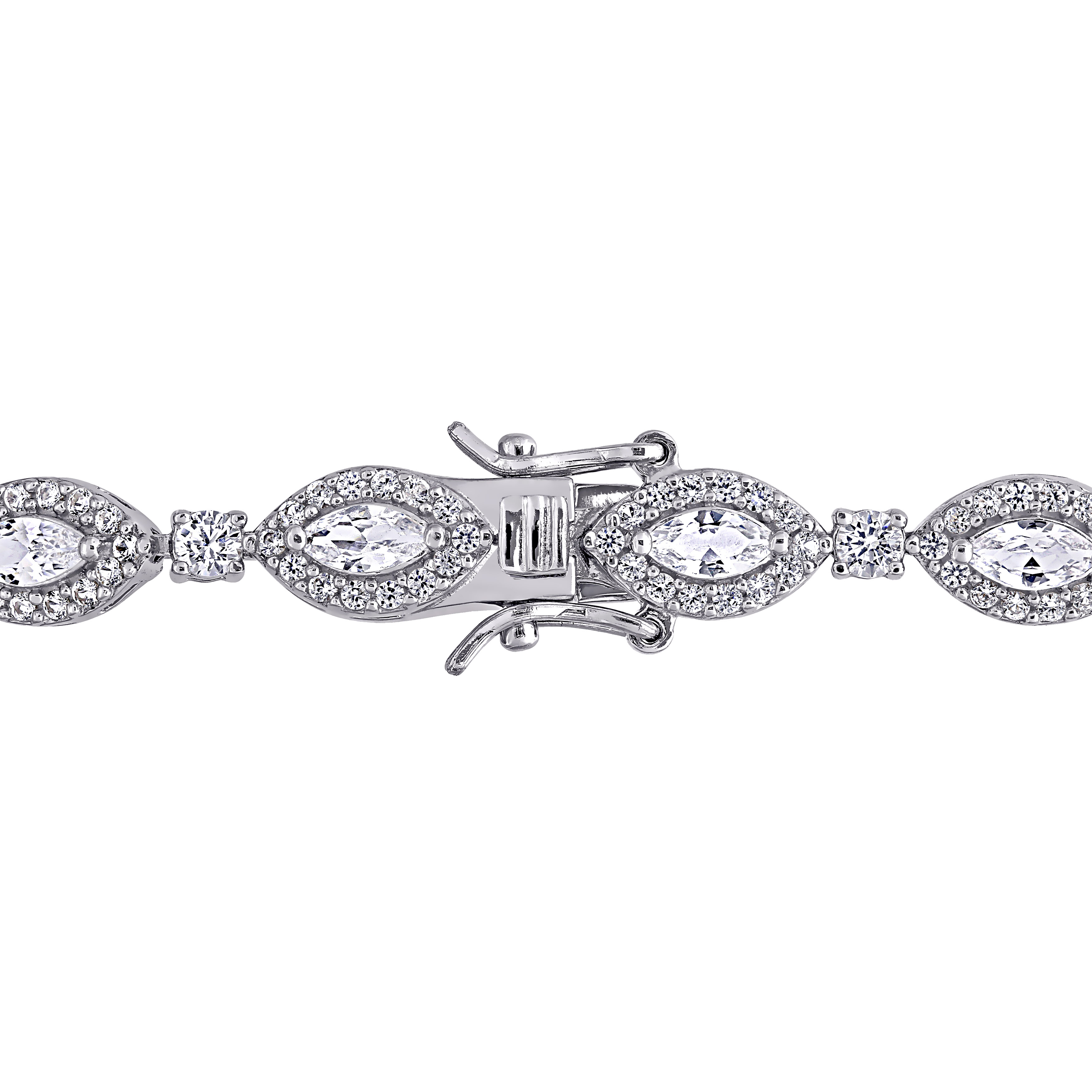 9 1/2 CT TGW Marquise Cut Created White Sapphire Bracelet in Sterling Silver