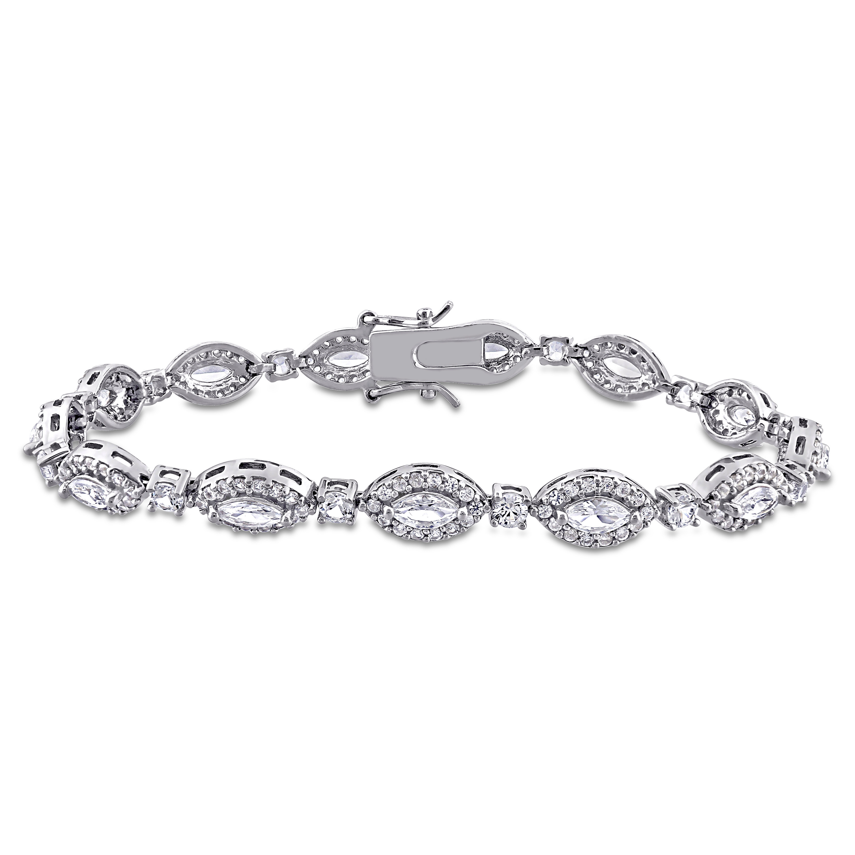 9 1/2 CT TGW Marquise Cut Created White Sapphire Bracelet in Sterling Silver