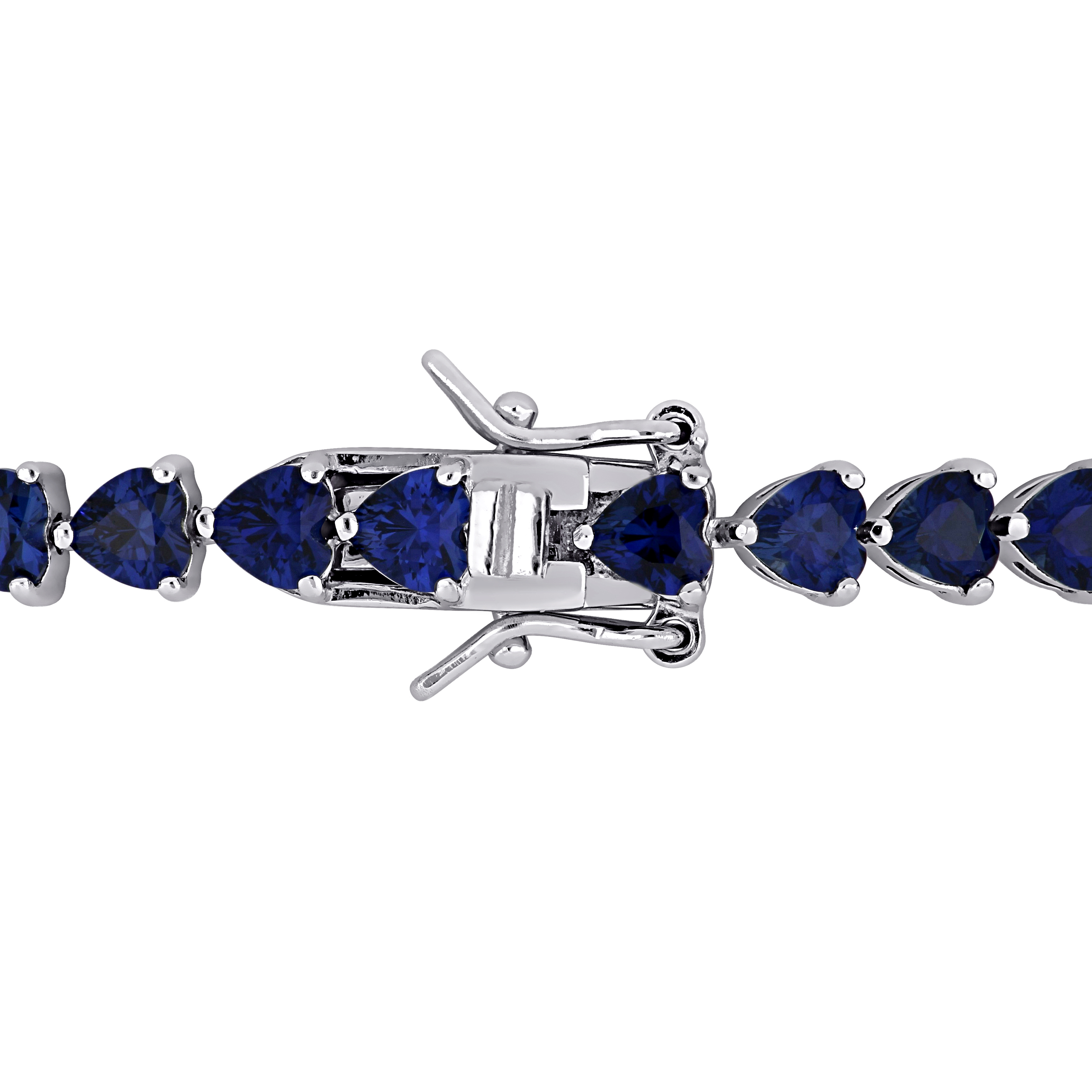 11.40 CT TGW Heart Shape Created Blue Sapphire Tennis Bracelet in Sterling Silver - 7.5 in.