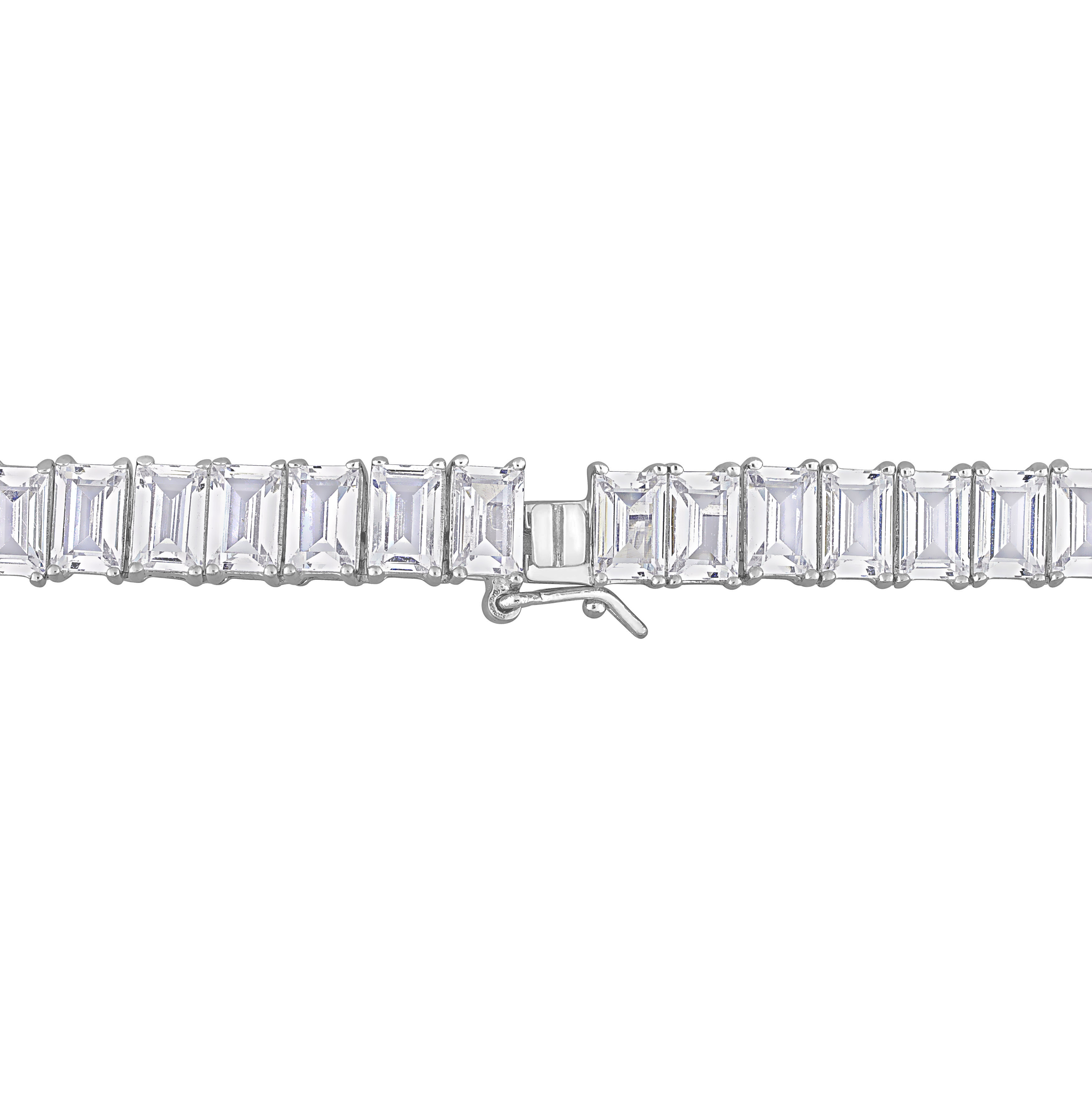 73 1/2 CT TGW Created White Sapphire Tennis Necklace in Sterling Silver - 18 in.