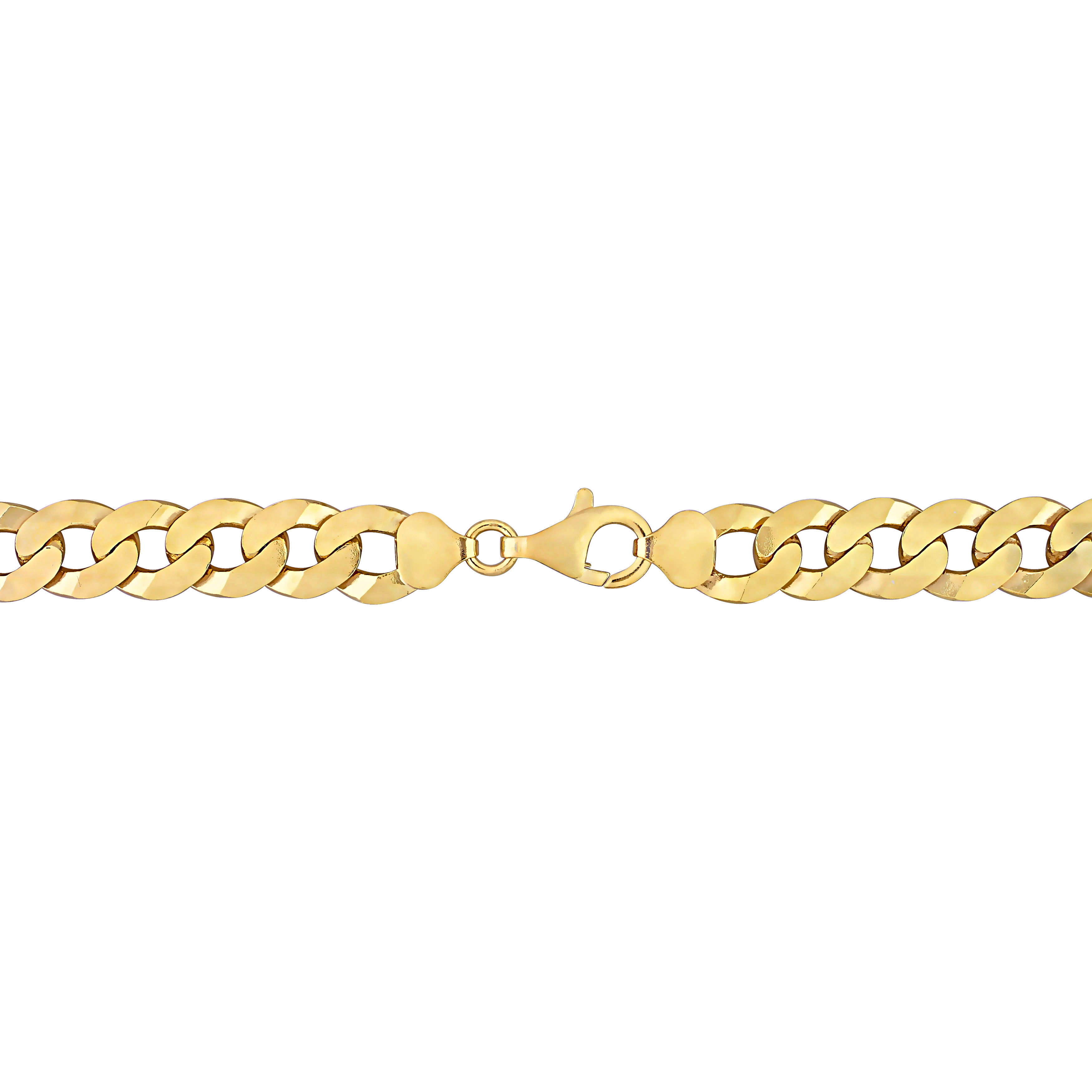 10.2mm Curb Link Chain Bracelet in Yellow Plated Sterling Silver- 9 in.