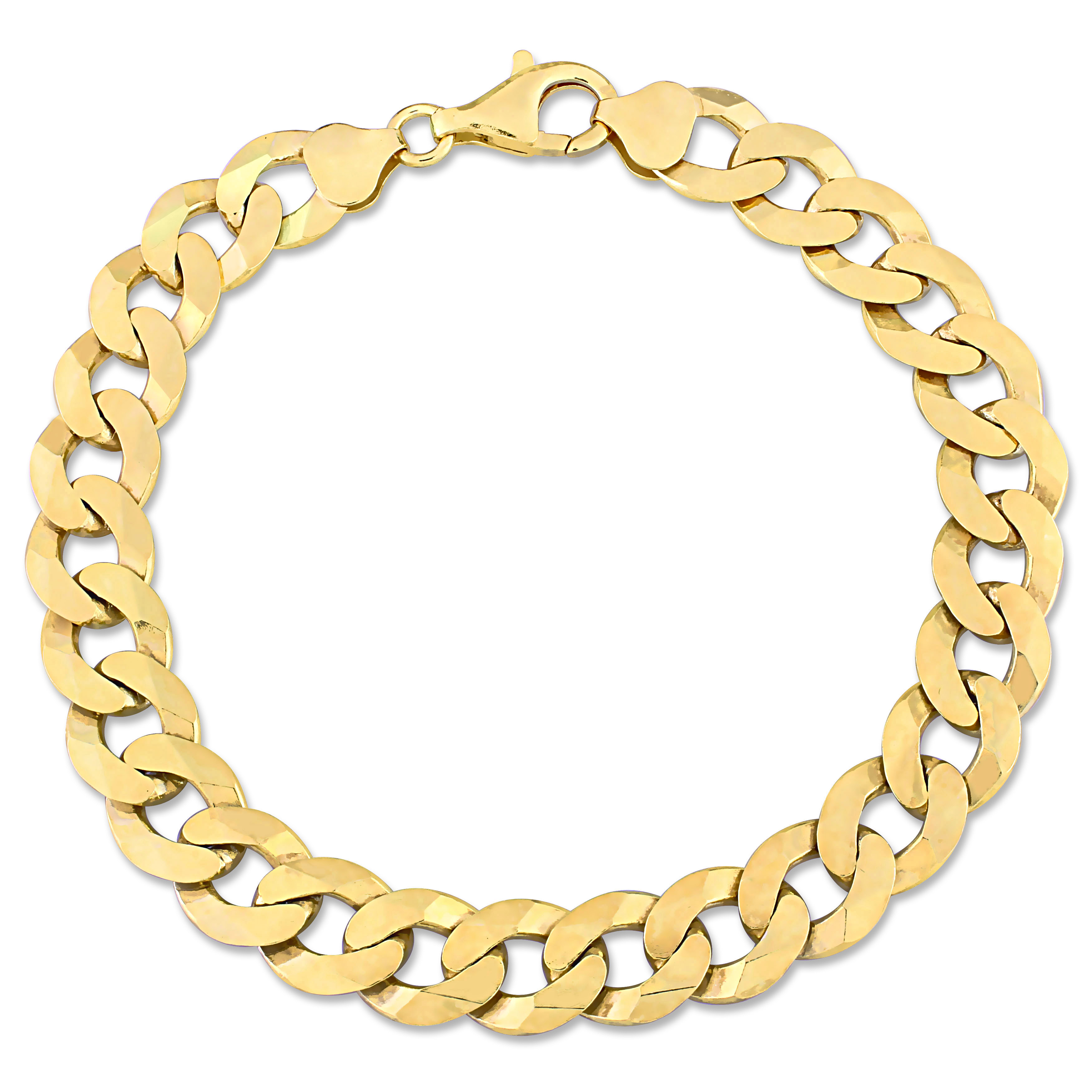 10.2mm Curb Link Chain Bracelet in Yellow Plated Sterling Silver- 9 in.