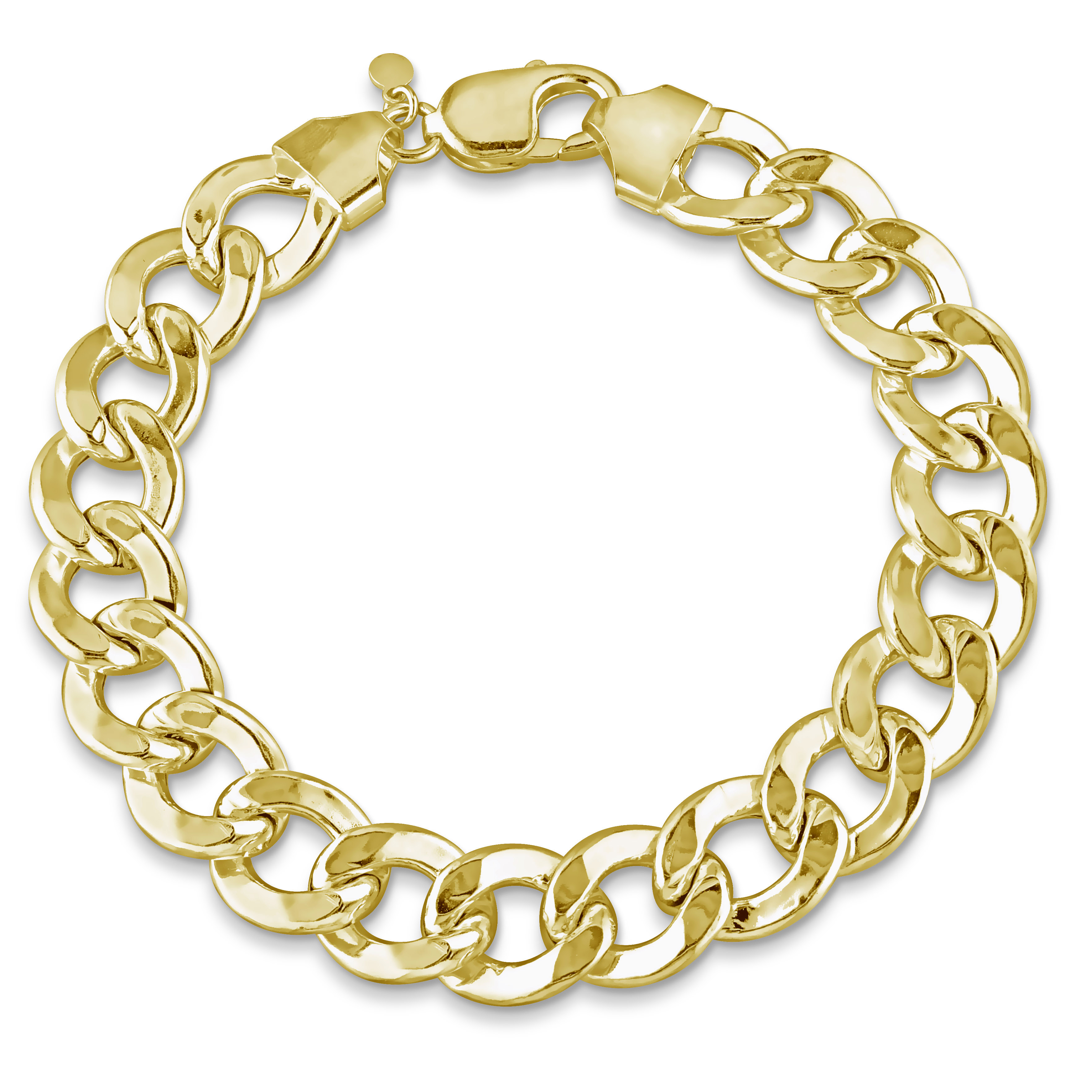 12.5mm Curb Link Bracelet in 18k Yellow Gold Plated Sterling Silver - 9 in.