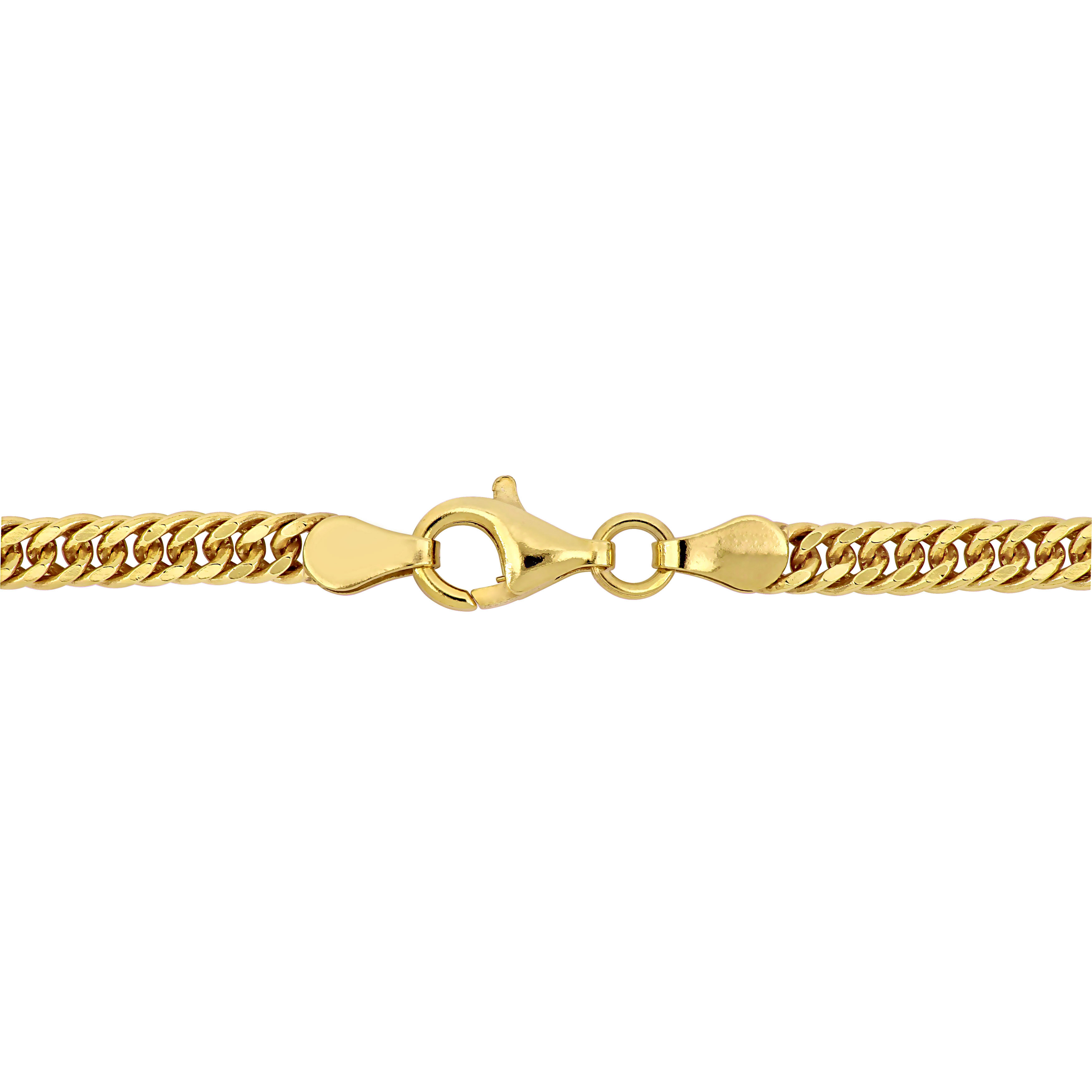 4mm Double Curb Link Chain Bracelet in Yellow Plated Sterling Silver - 7.5 in.