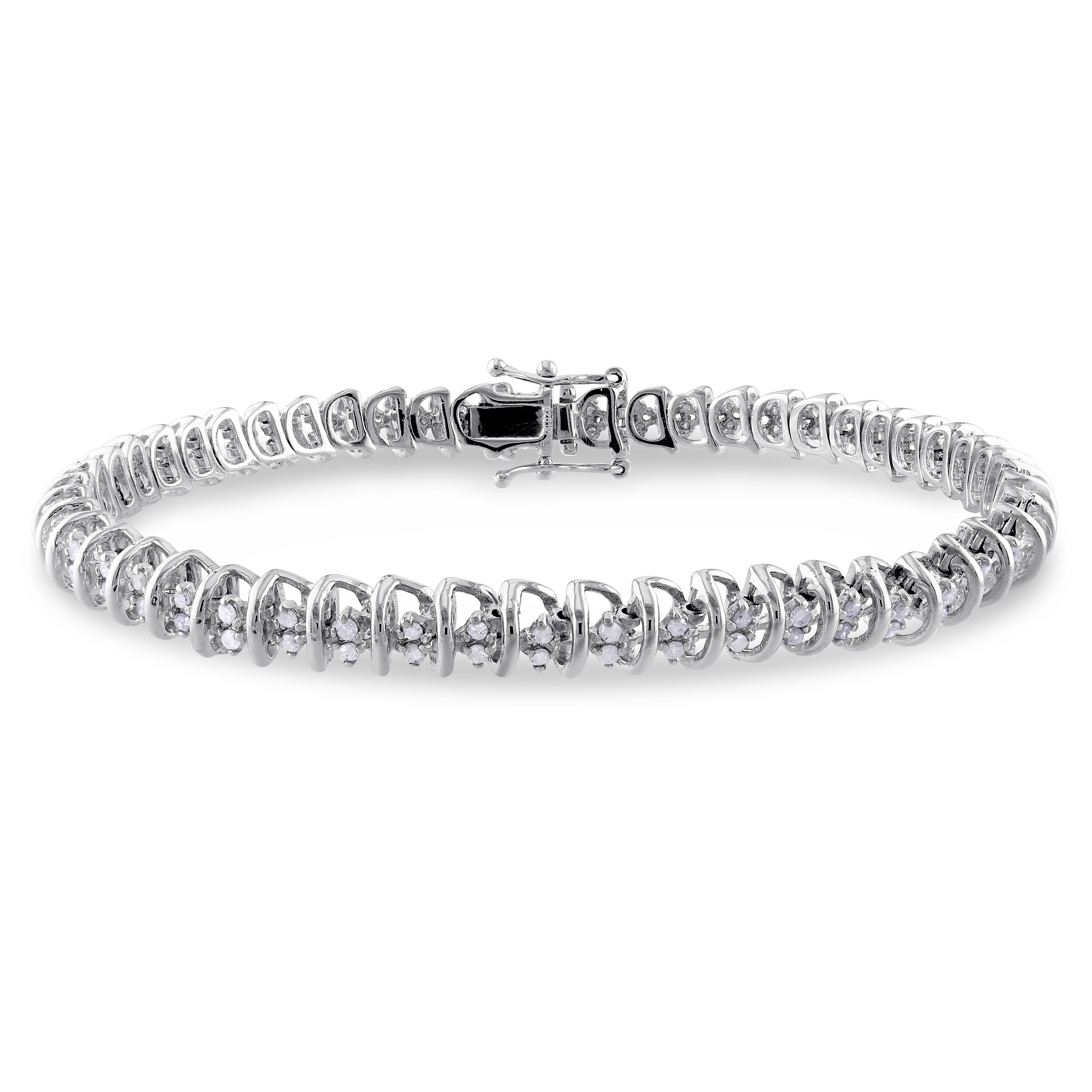 1 CT TW Diamond Tennis Bracelet in Sterling Silver - 7.5 in