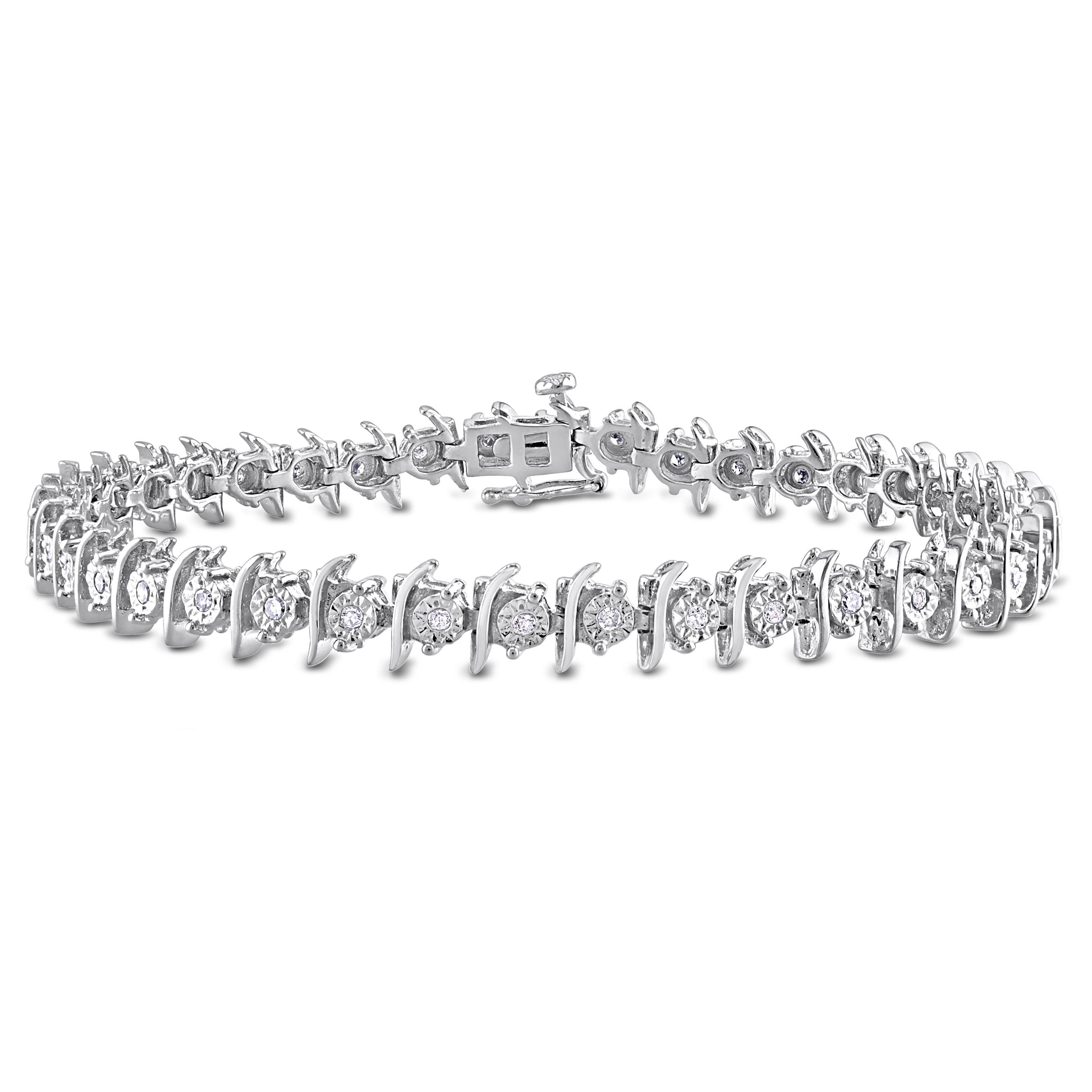 1/2 CT TW Diamond Tennis Bracelet in Sterling Silver - 7.25