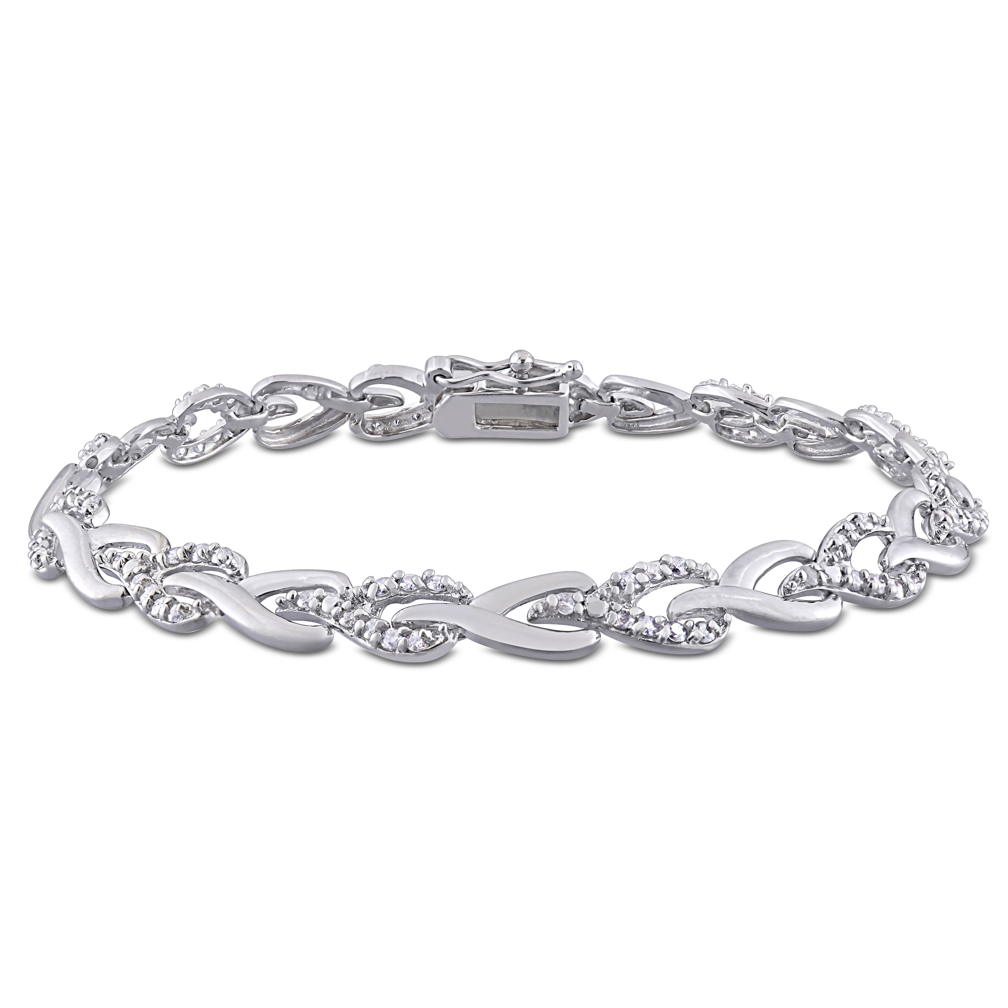 1 CT TW Diamond Wishbone Tennis Bracelet in Sterling Silver - 7 in