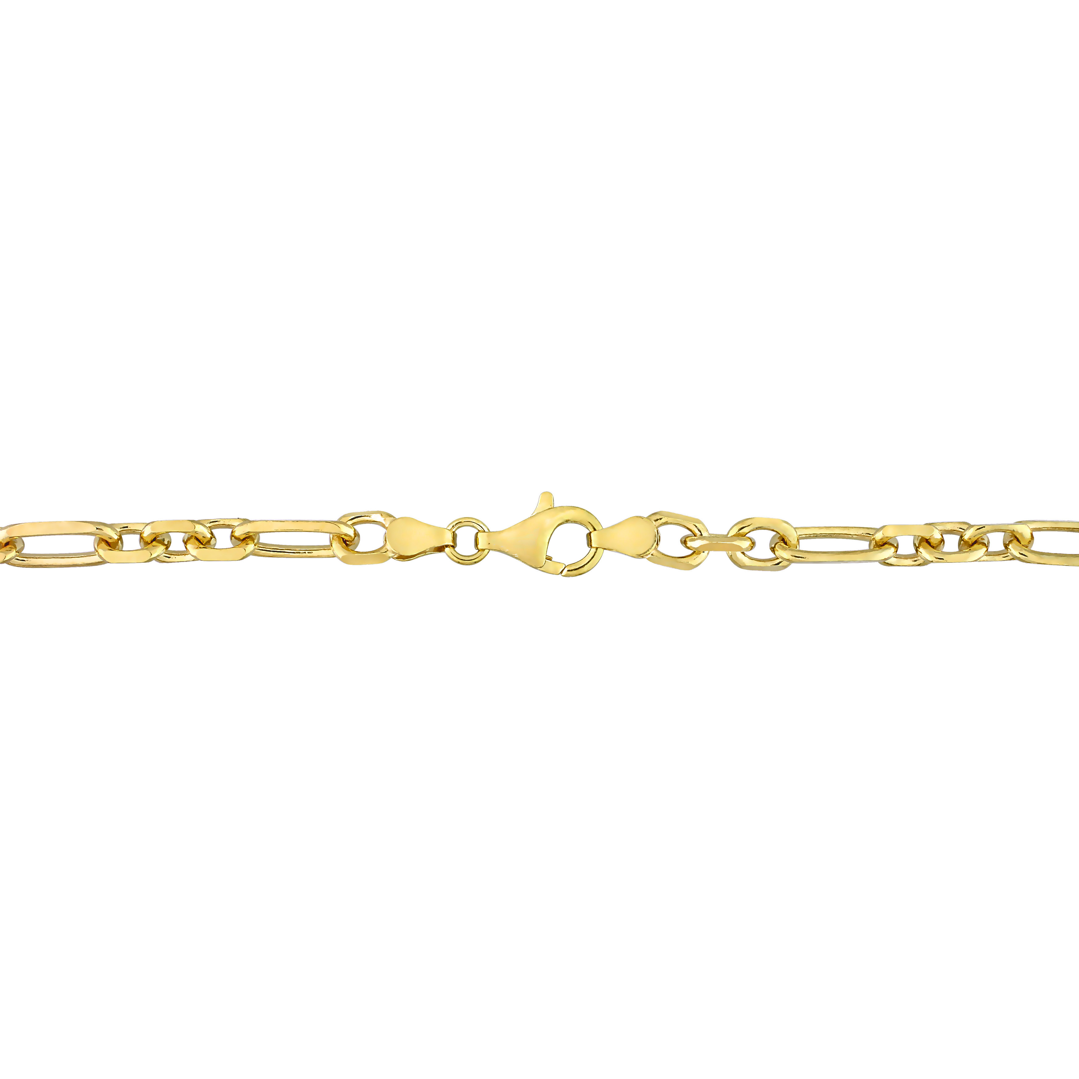 Figaro Rolo Bracelet in Yellow Plated Sterling Silver - 7.5 in.