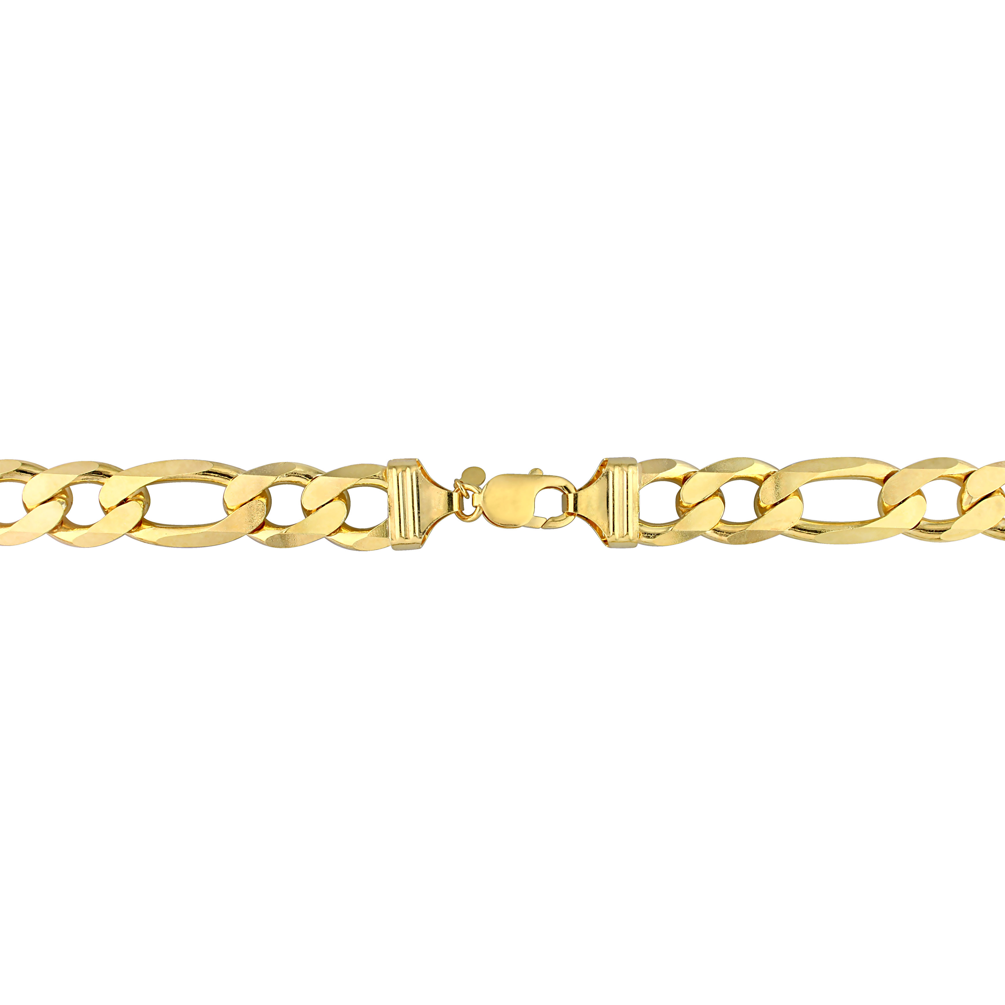 14.5mm Figaro Chain Bracelet in Yellow Plated Sterling Silver- 9 in.