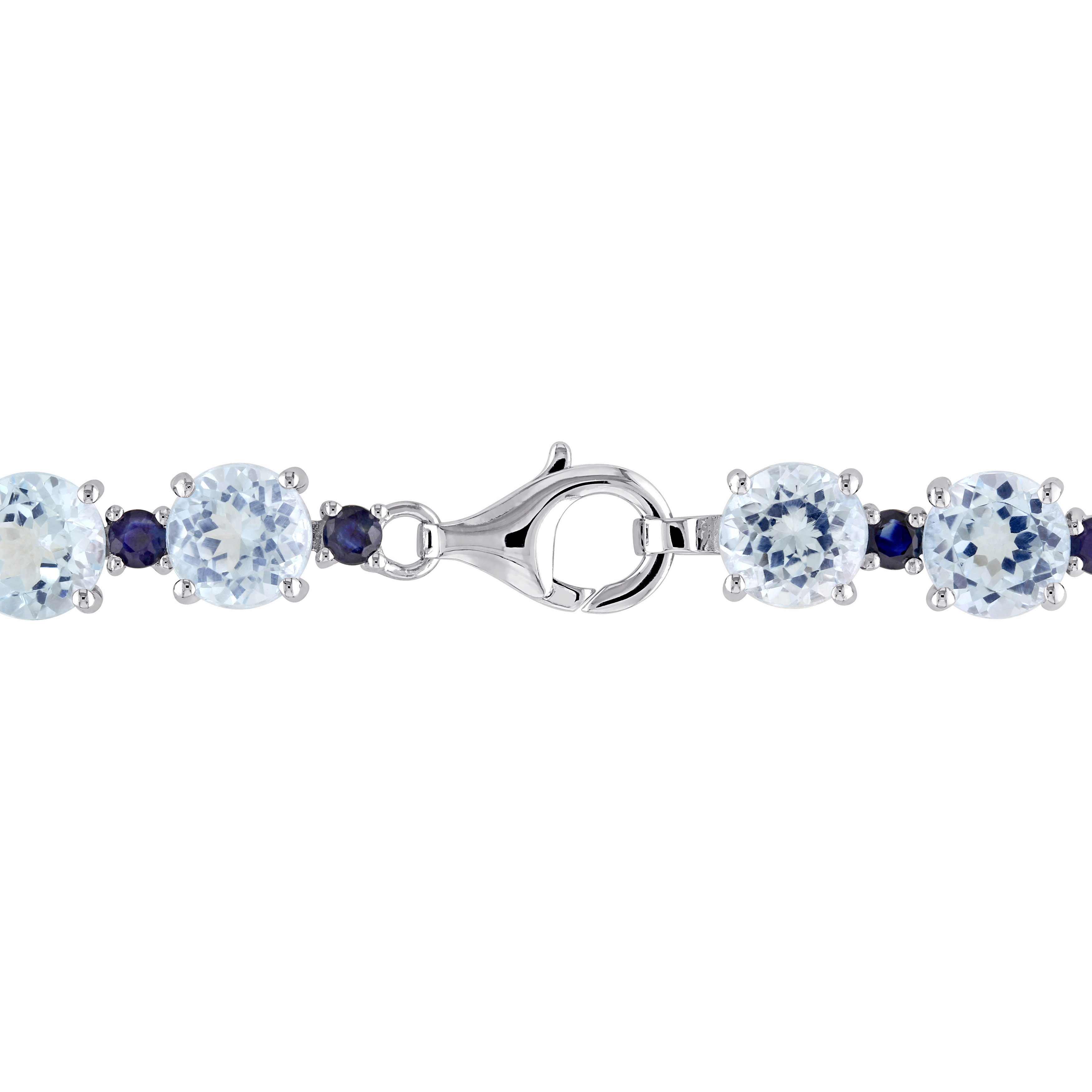 29 1/2 CT TGW Sky-Blue Topaz and Sapphire Bracelet in Sterling Silver