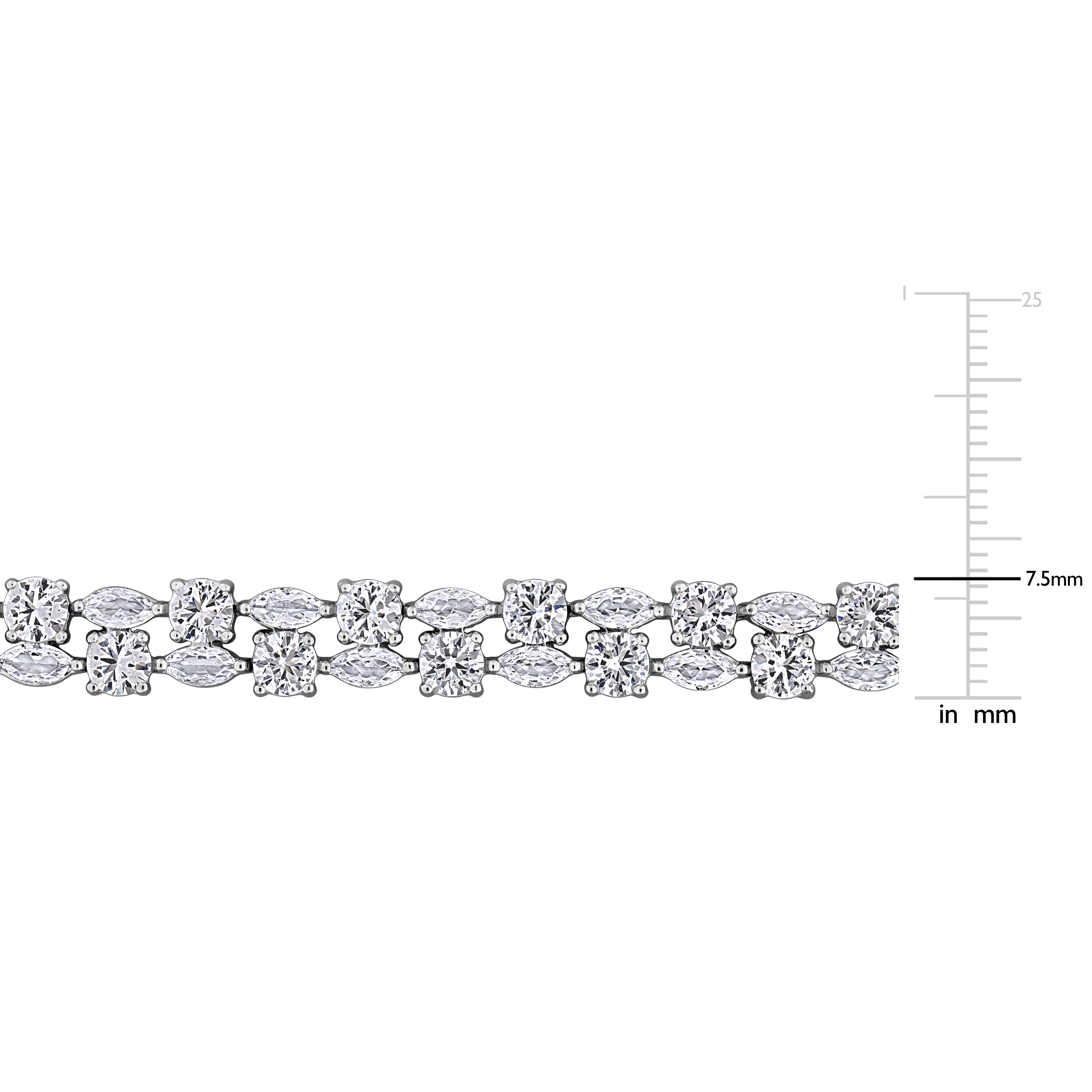 17 1/6 CT TGW Created White Sapphire Double Row Bracelet in Sterling Silver - 7 in