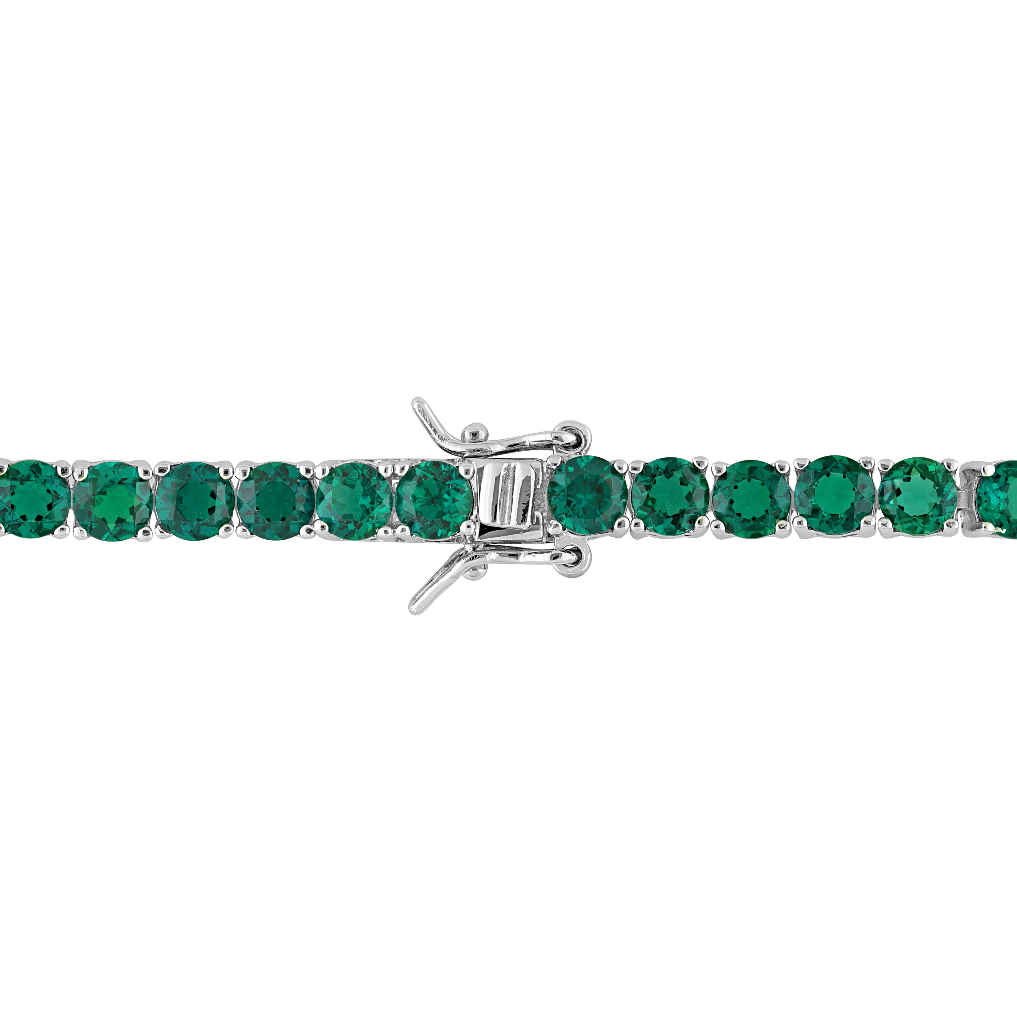 10 1/2 CT TGW Created Emerald Tennis Bracelet with Sterling Silver Clasp - 7.25 in.