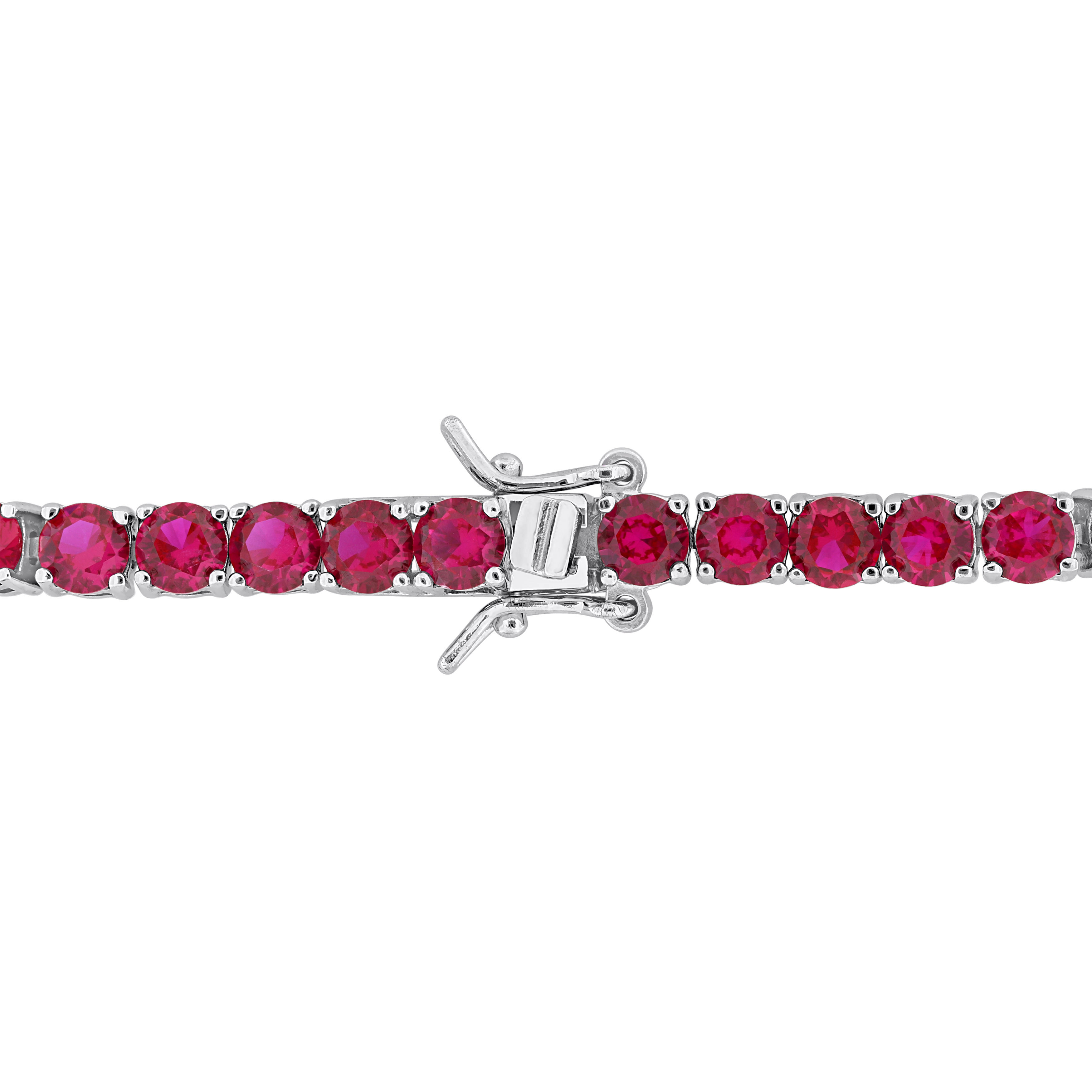14 1/2 CT TGW Created Ruby Tennis Bracelet with Sterling Silver Safety Clasp - 7.25 in.