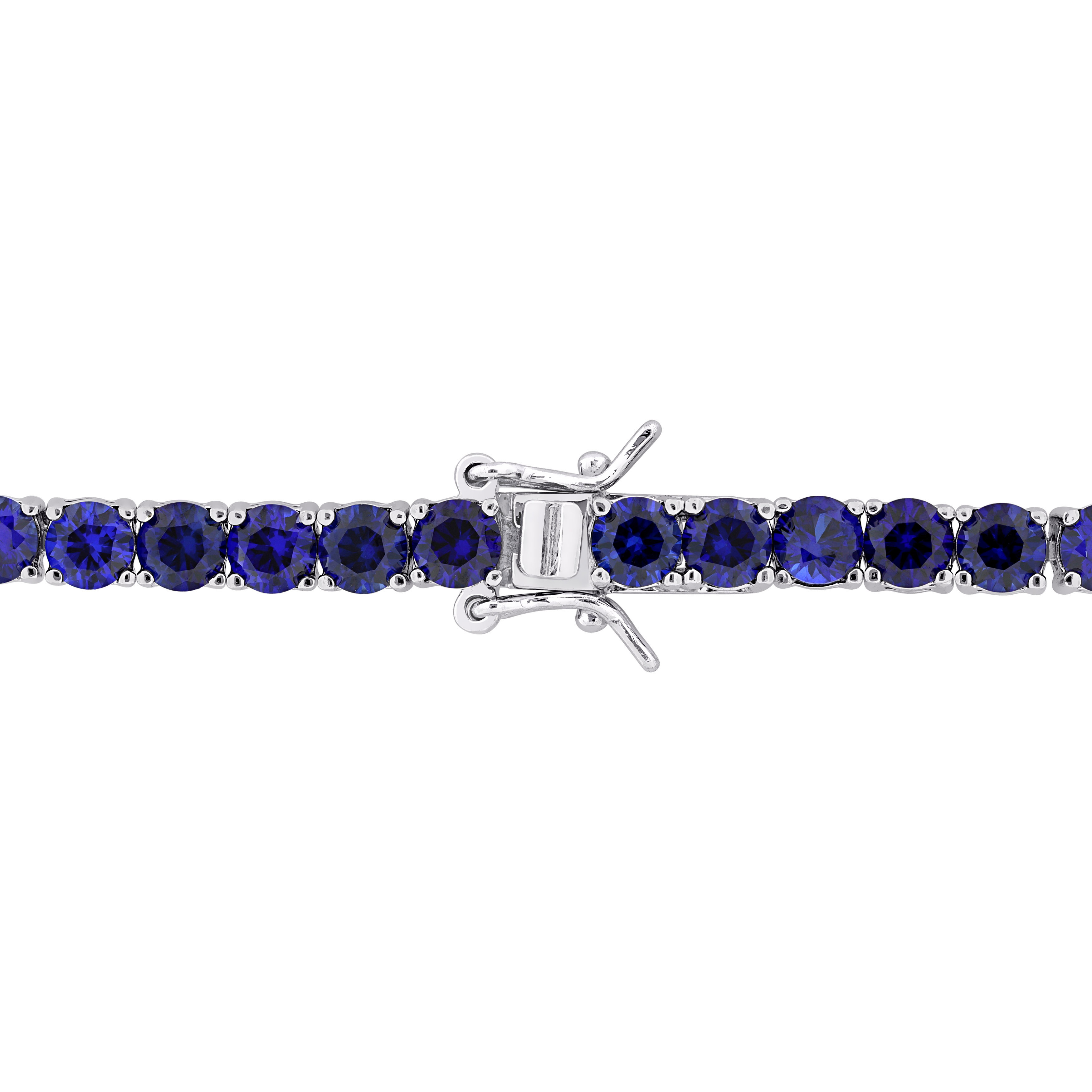14 1/2 CT TGW Created Blue Sapphire Classic Tennis Bracelet in Sterling Silver - 7.25 in.