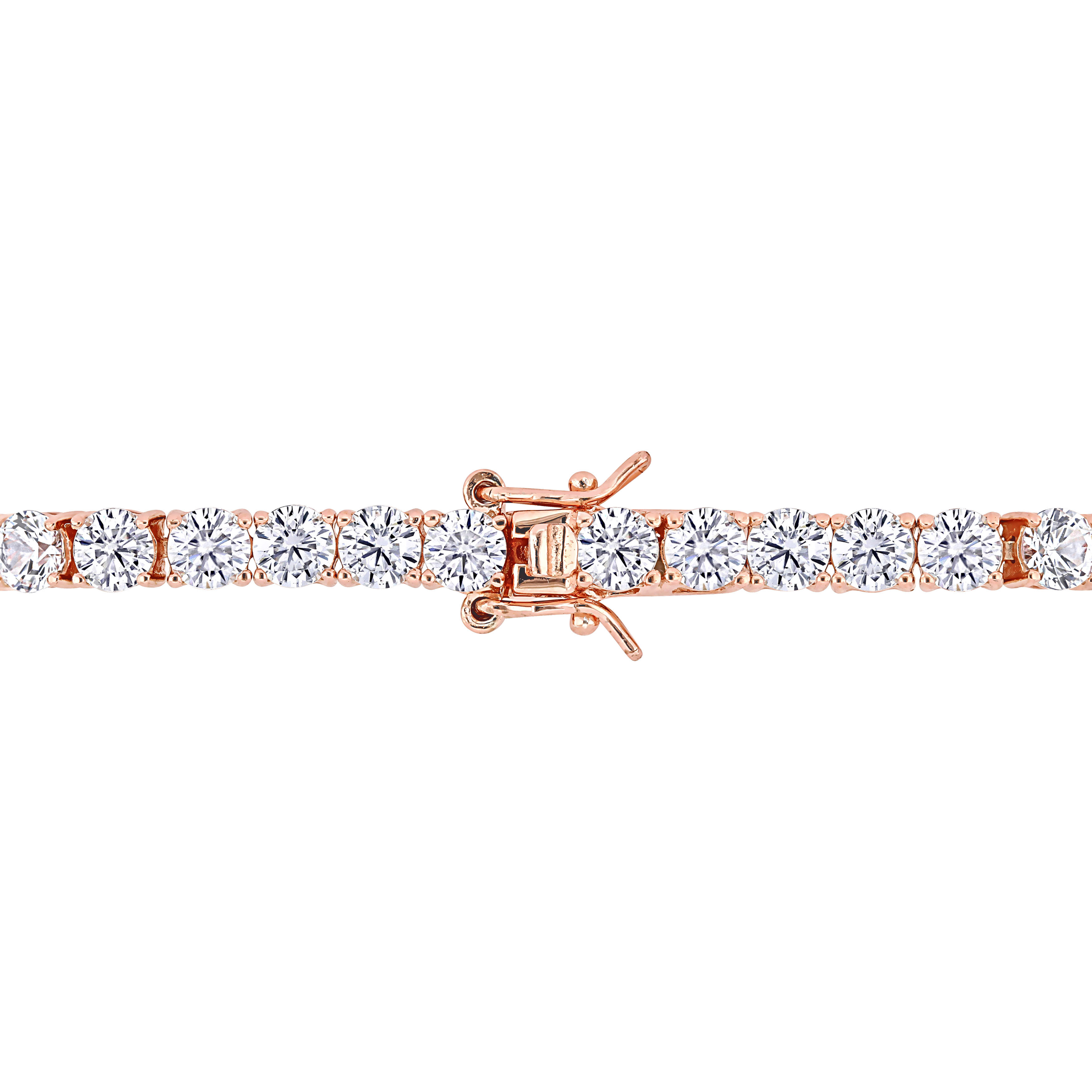 14 1/4 CT TGW Created White Sapphire Tennis Bracelet in Rose Plated Sterling Silver