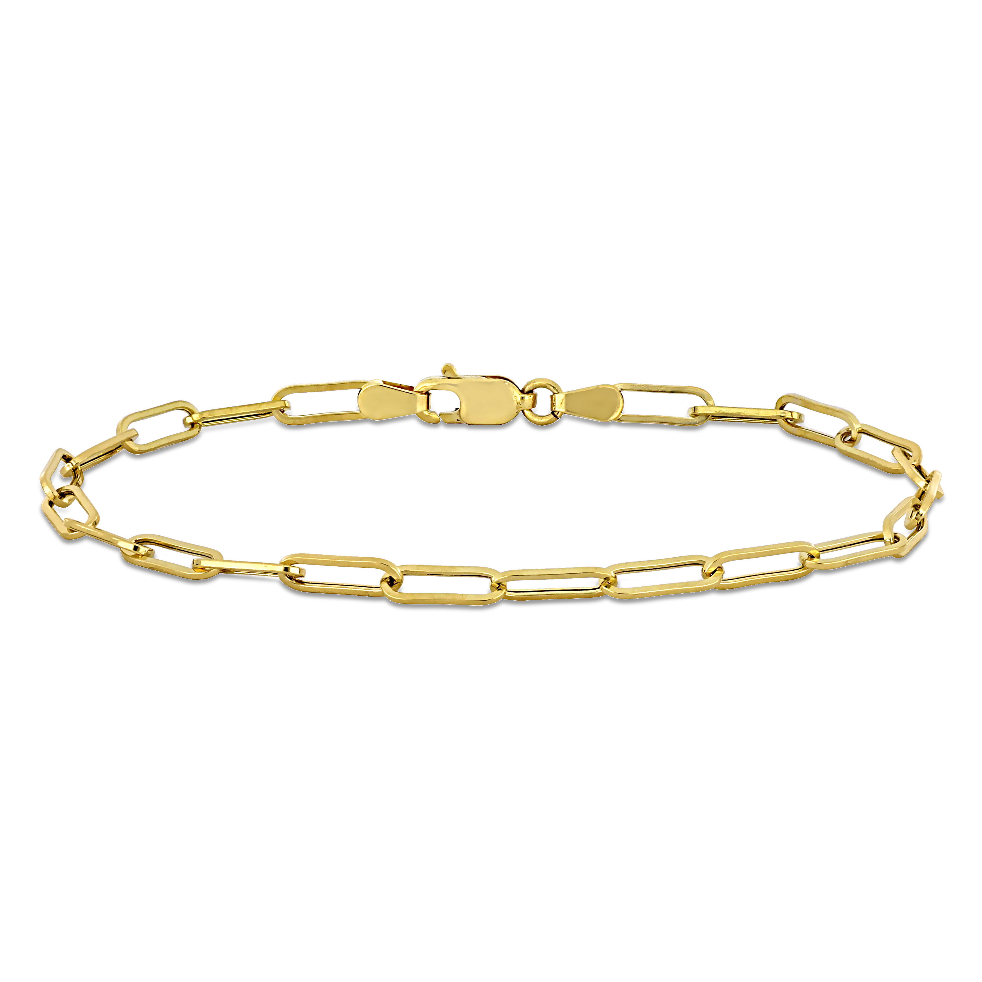 Polished Paperclip Chain Bracelet in 14K Yellow Gold (3.3mm/ 7 Inch)