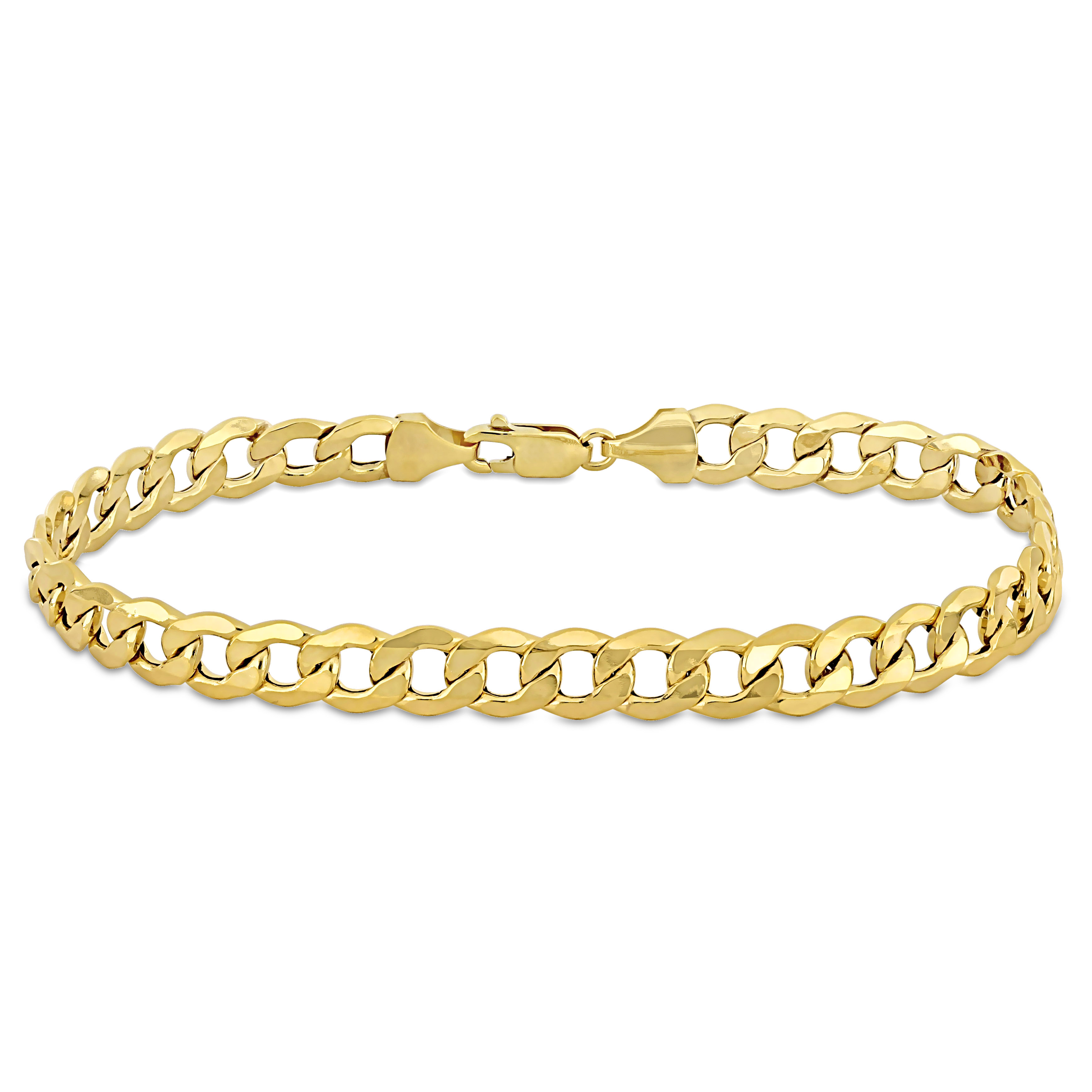 Men's Curb Link Chain Bracelet in 10K Yellow Gold (7 mm/9 Inch)