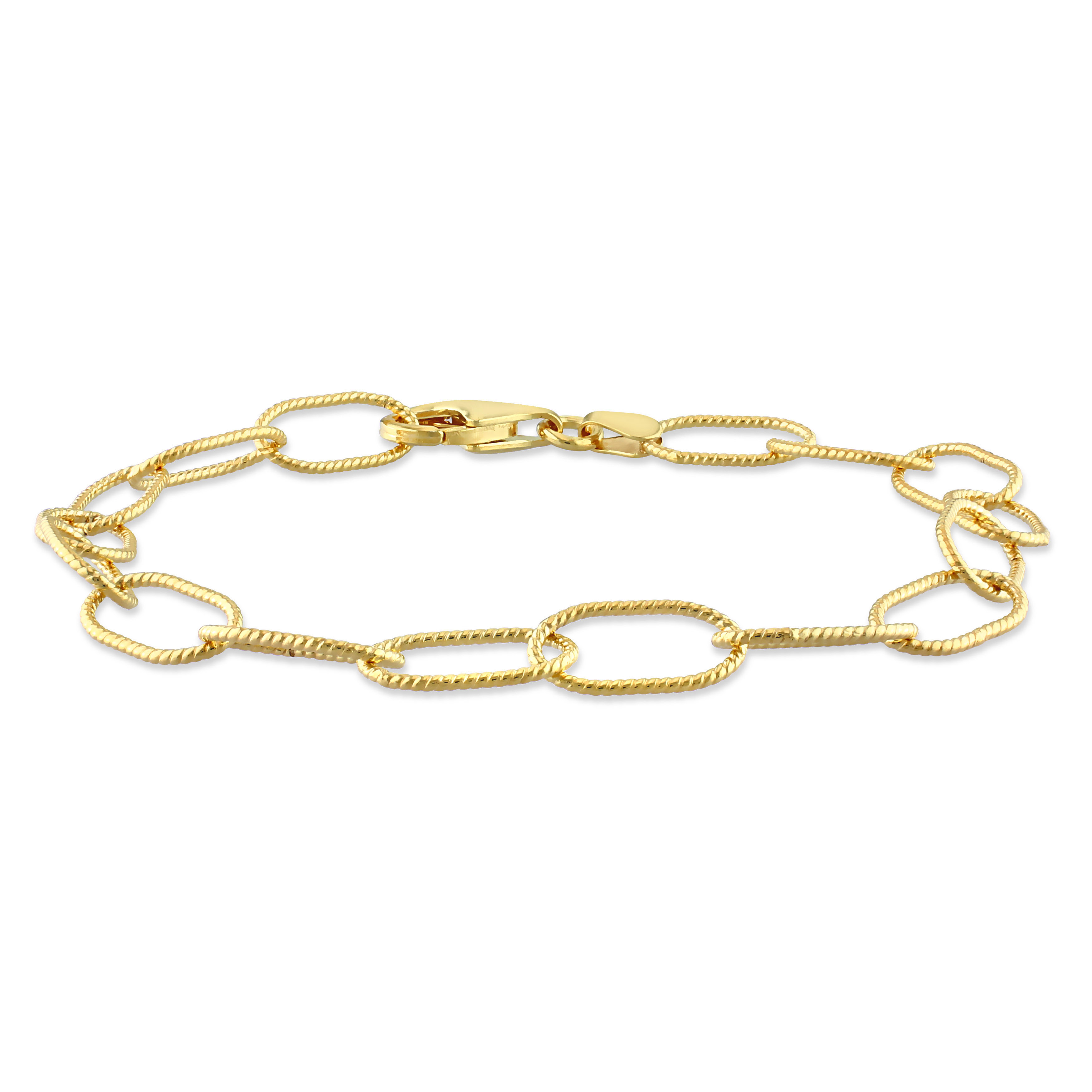 6.5mm Rolo Chain Link Bracelet in 18k Yellow Gold Plated Sterling Silver - 9 in.