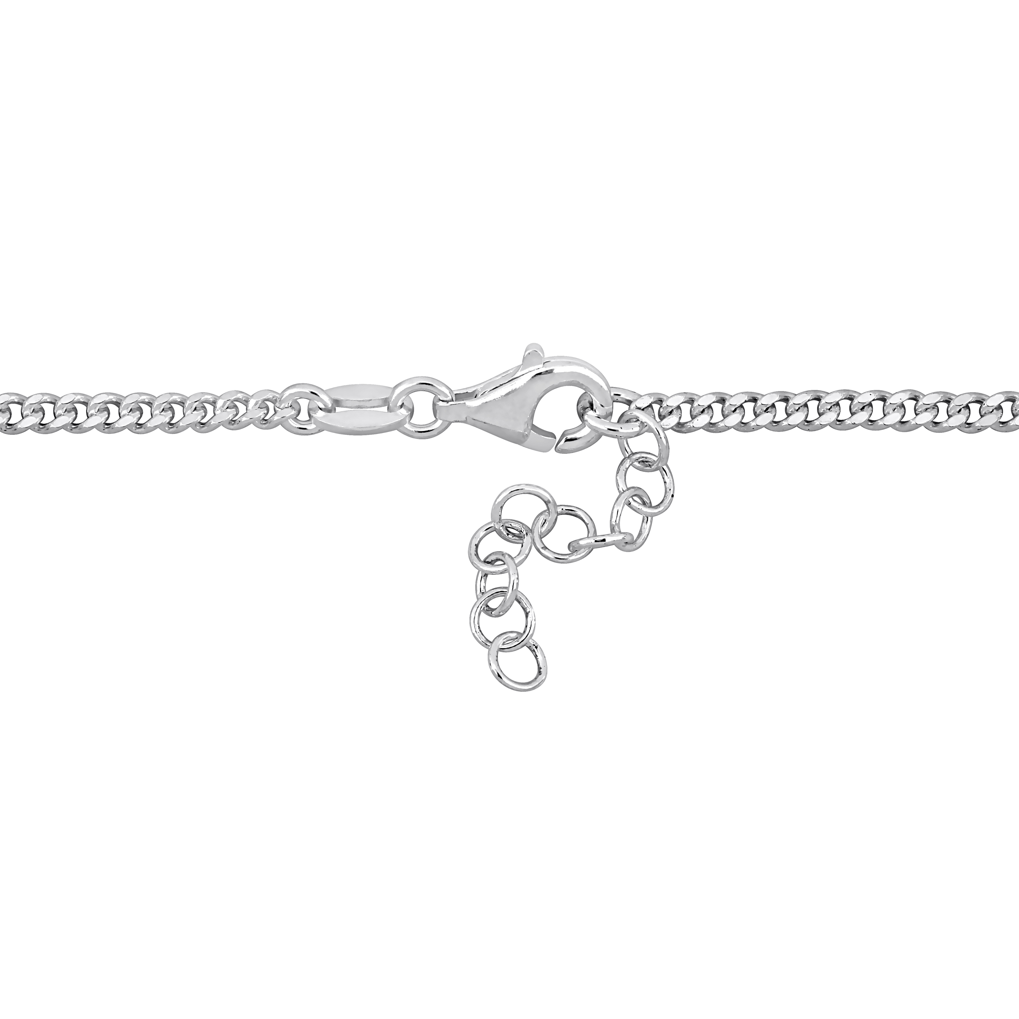 Lock and Key Charm Bracelet on 2mm CurbLink Chain in Sterling Silver - 6.5+1 in.