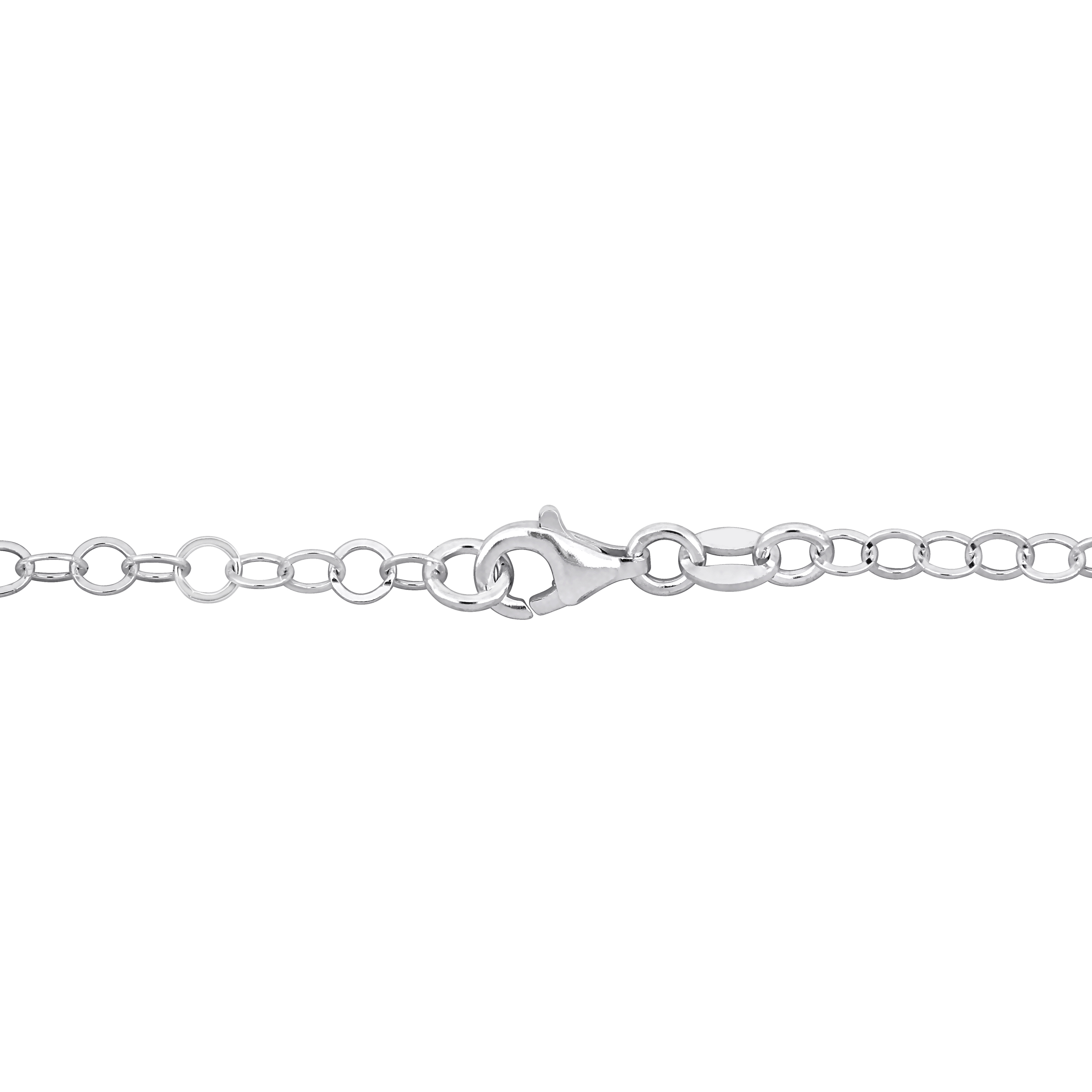 Angel and Heart Charm Station Bracelet in Sterling Silver - 7.5 in.