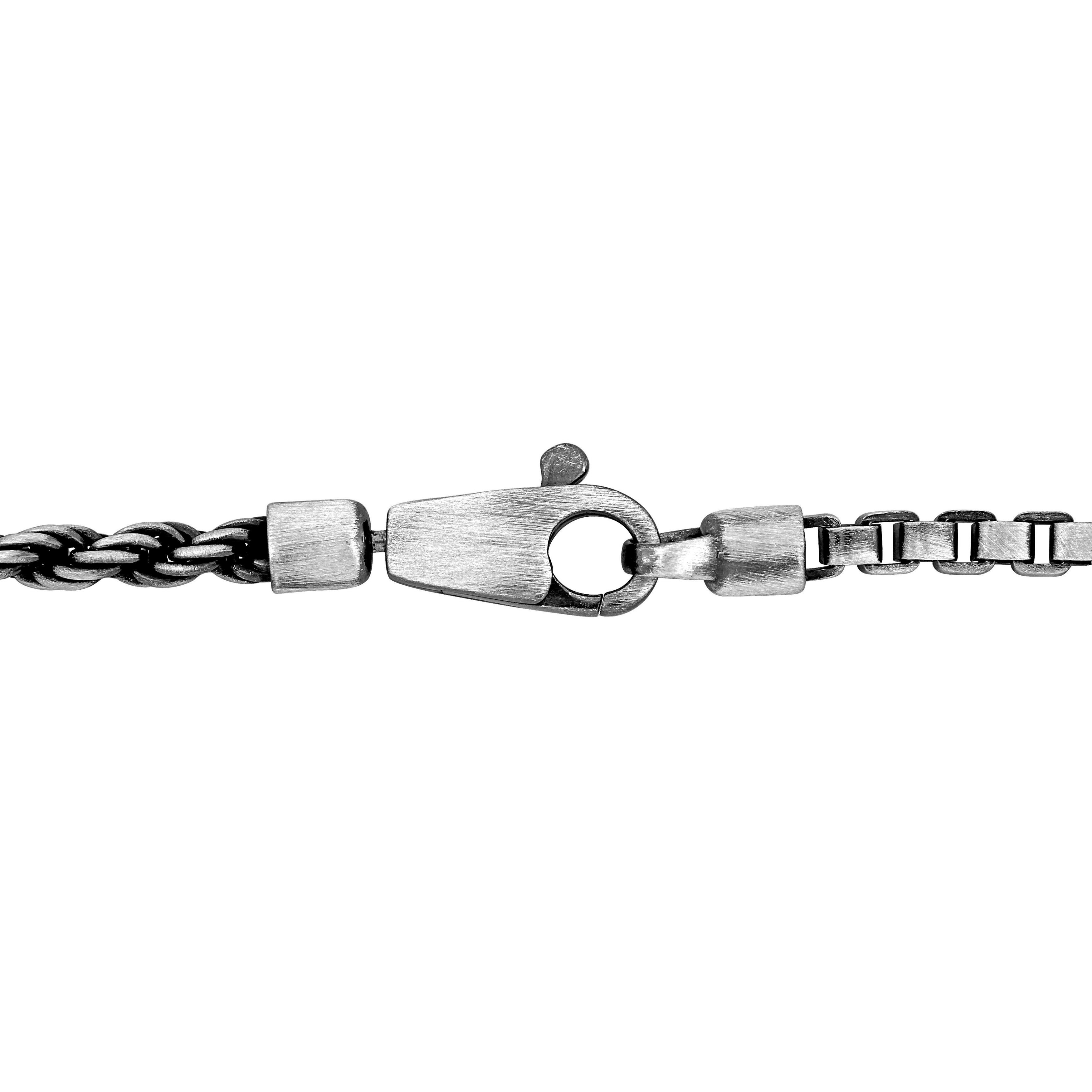 Half Rope Half Box Bracelet in Oxidized Sterling Silver - 9 in.
