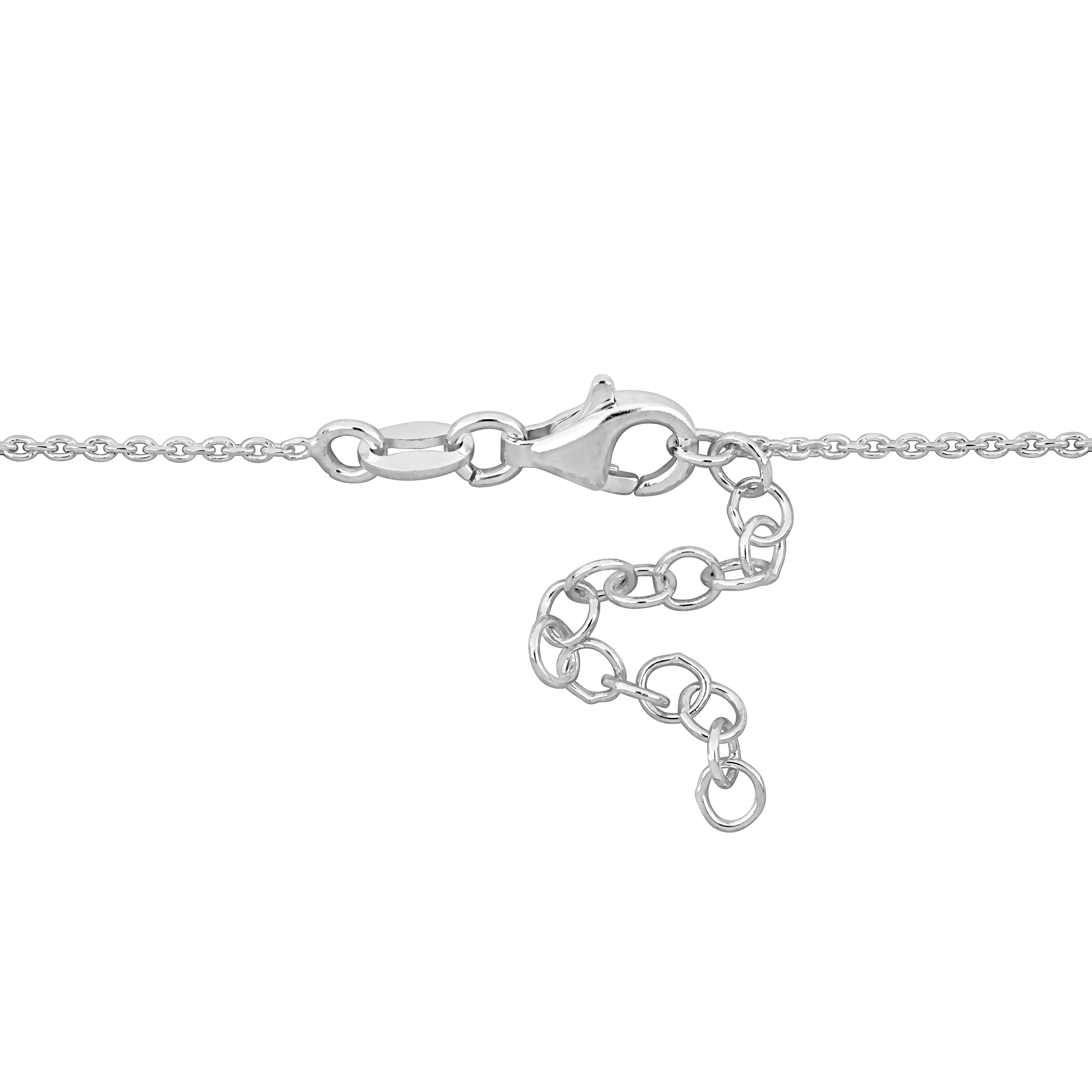 Double Heart Charm Bracelet in Sterling Silver - 7+1 in.
