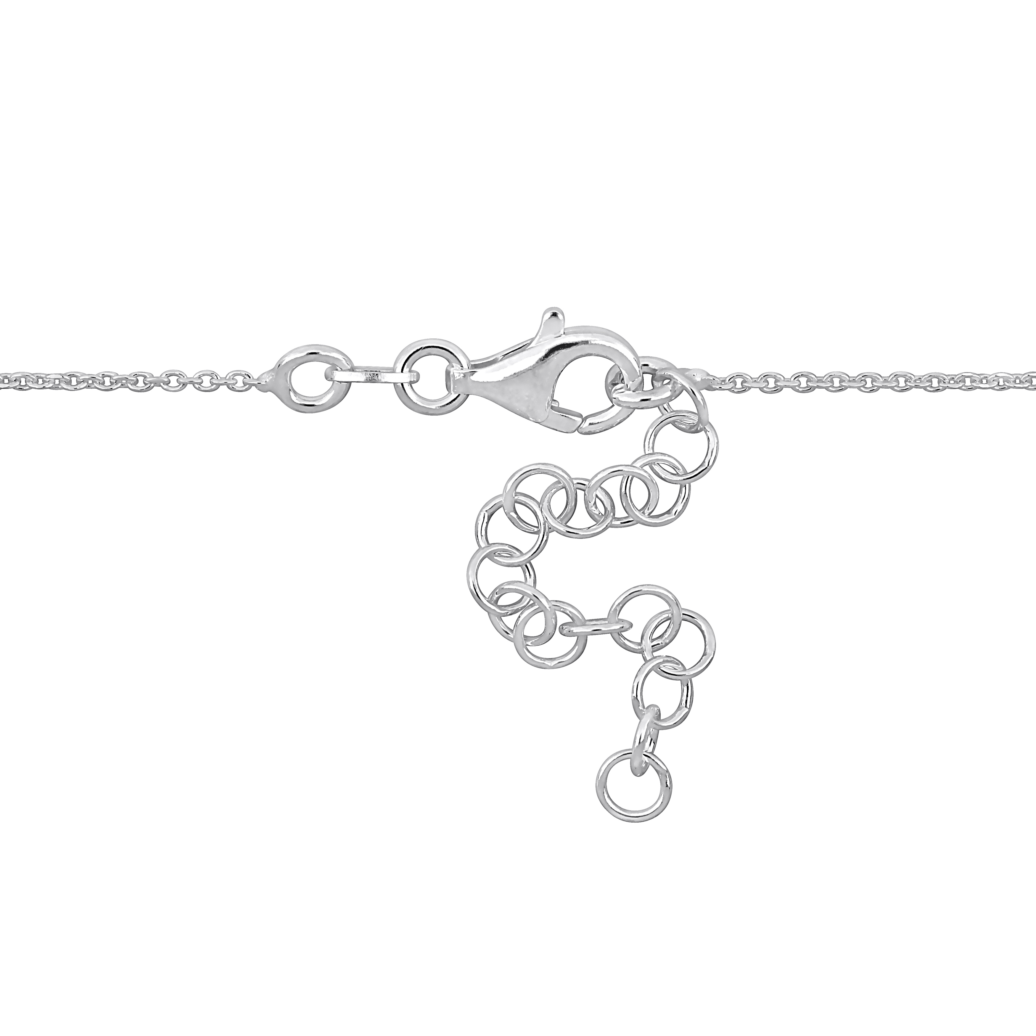 Heart Charm Bracelet on Cable Chain in Sterling Silver - 6.5+1 in.