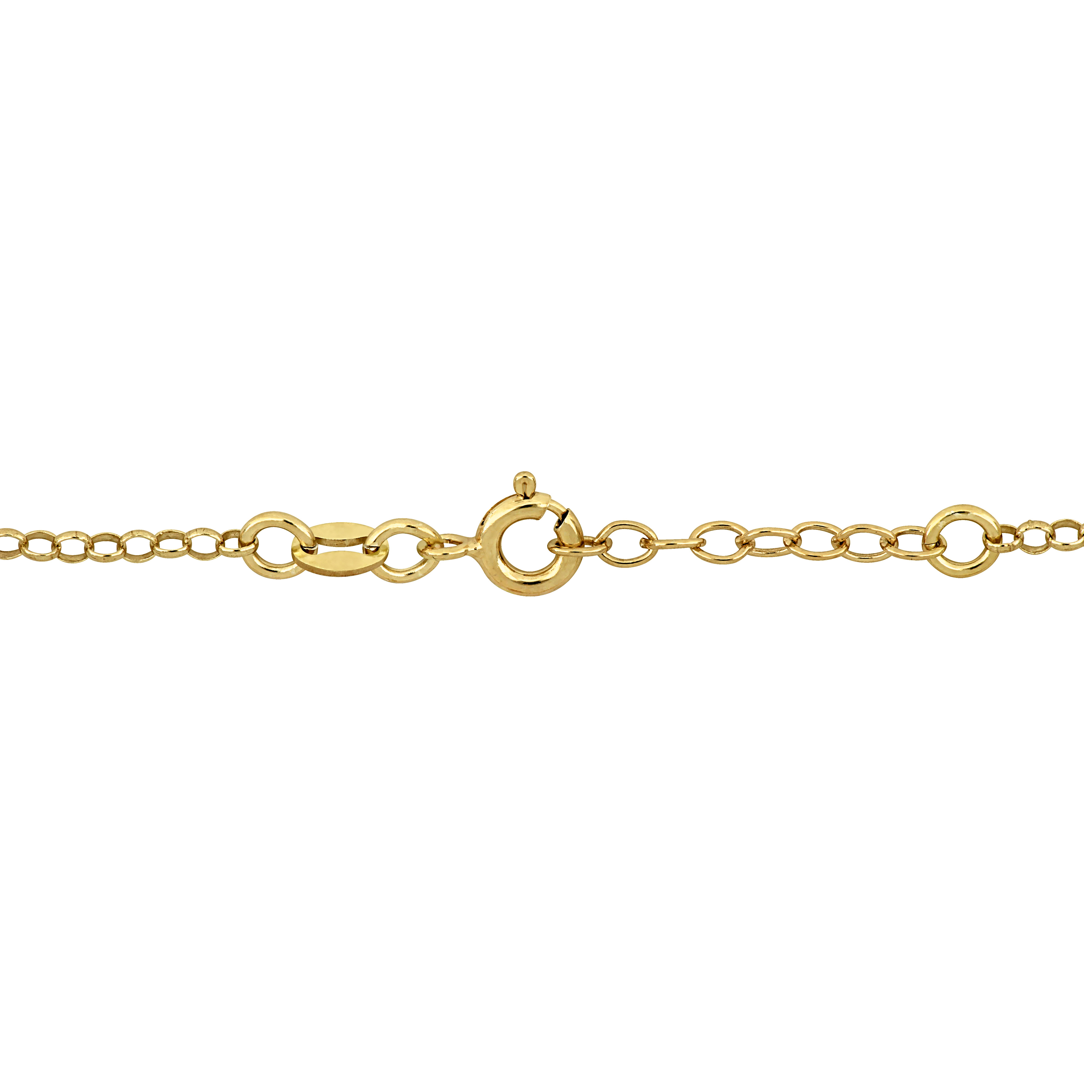Enamel Dog Charm on 2mm Rolo Link Chain Station Bracelet in Yellow Plated Sterling Silver - 6.5+0.5 in.