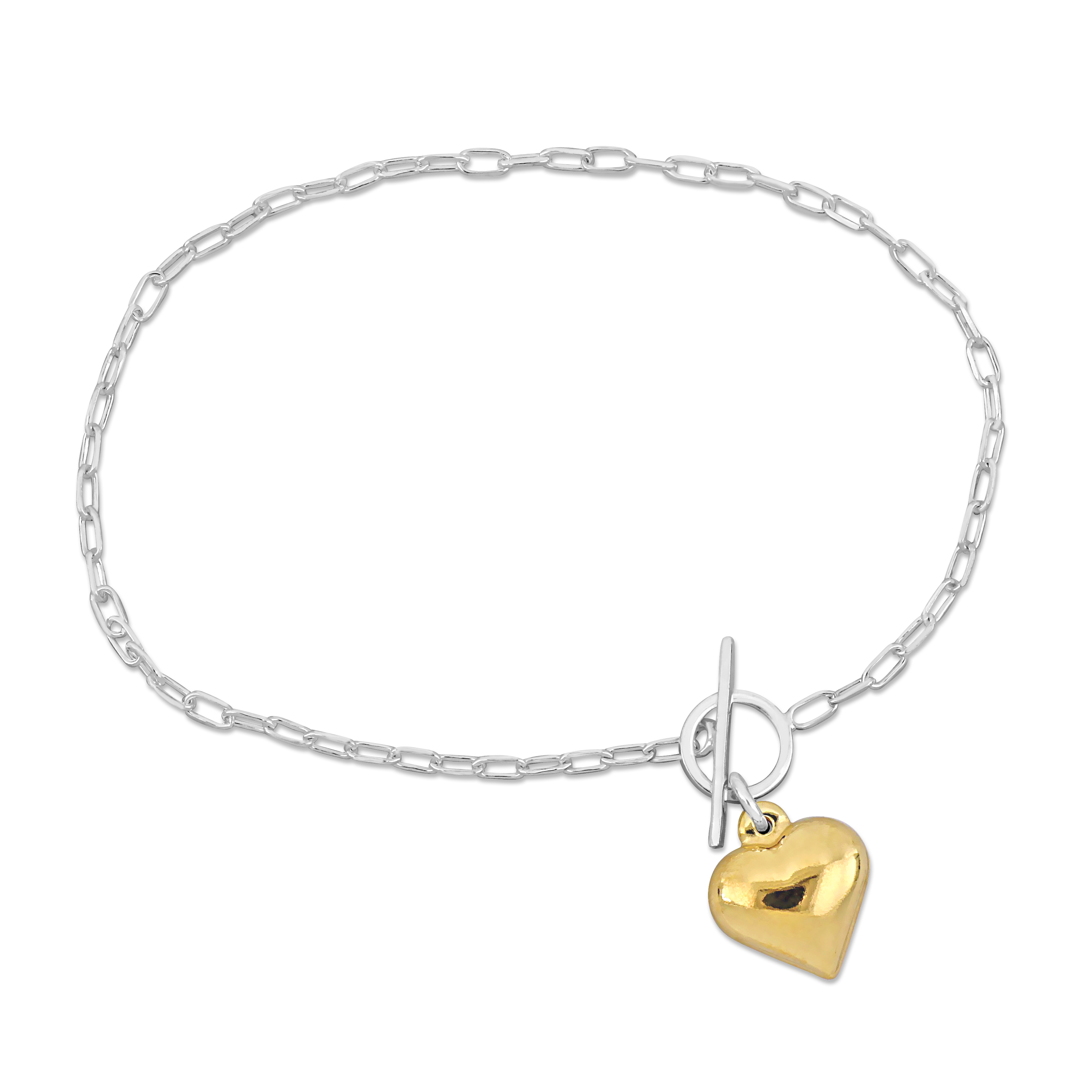 Yellow Heart Charm Bracelet in Two-Tone Sterling Silver - 7.5 in.