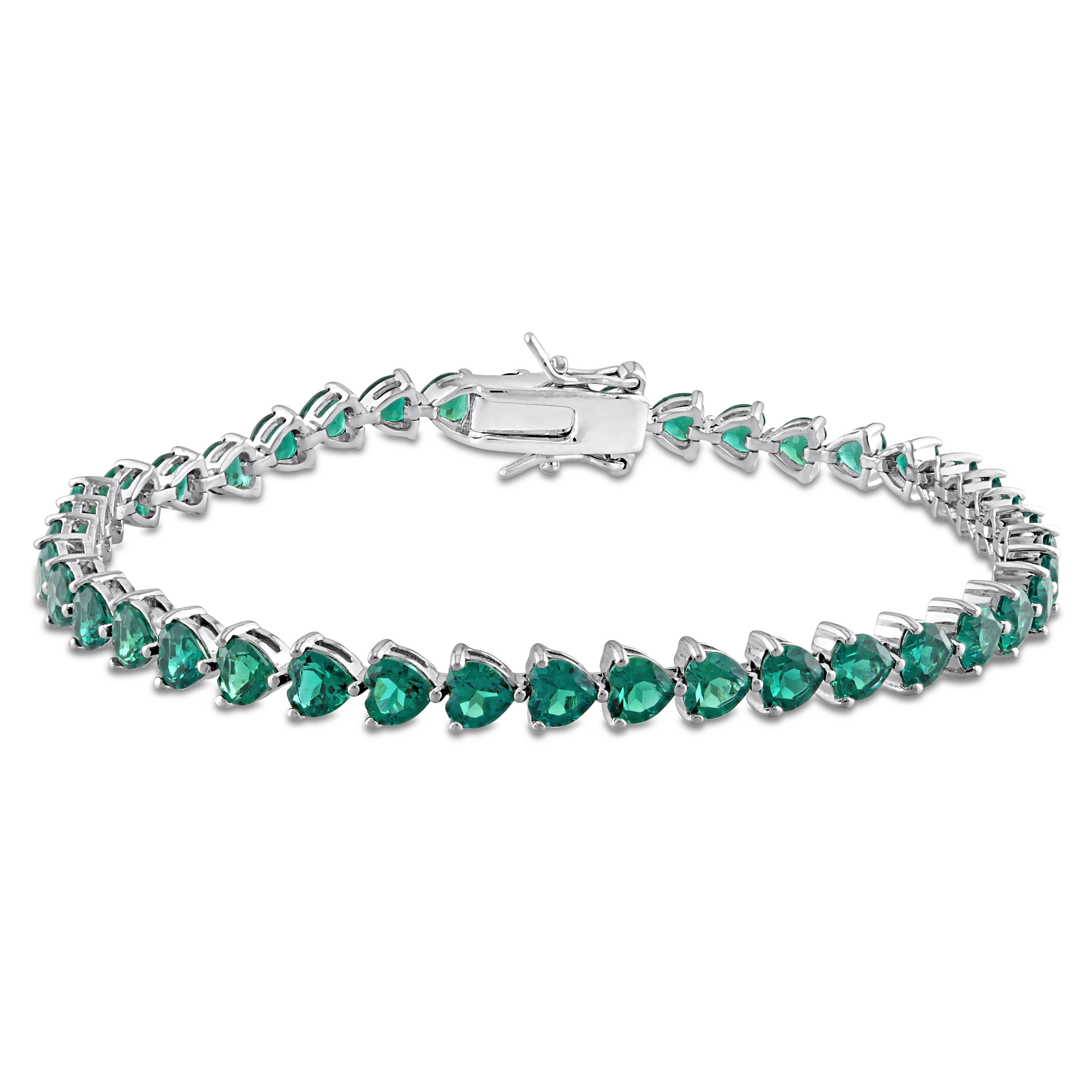 9.43 CT TGW Created Emerald 7.5" Bracelet in Sterling Silver