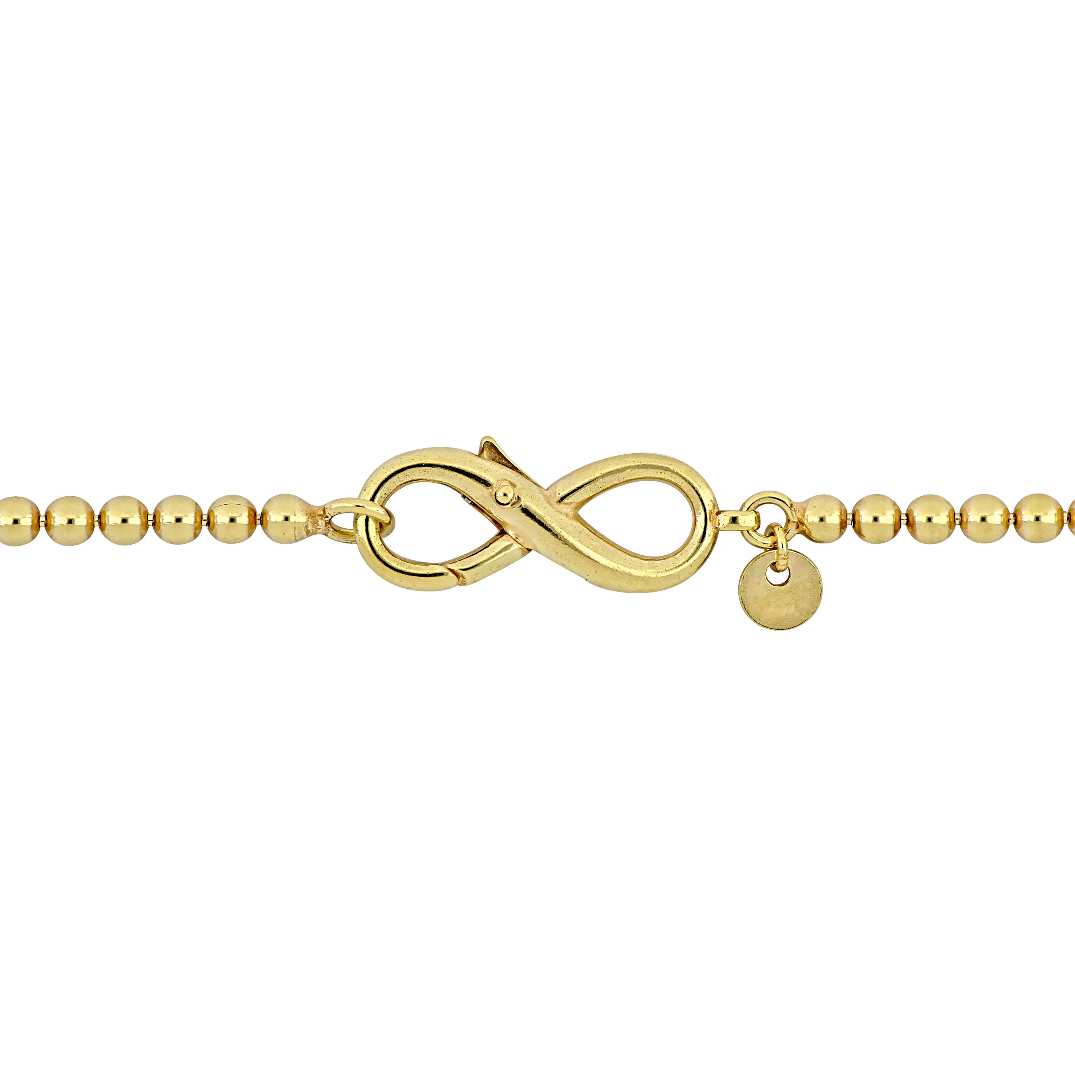 Ball Link Bracelet with Infinity Clasp in Yellow Plated Sterling Silver - 7.5 in.