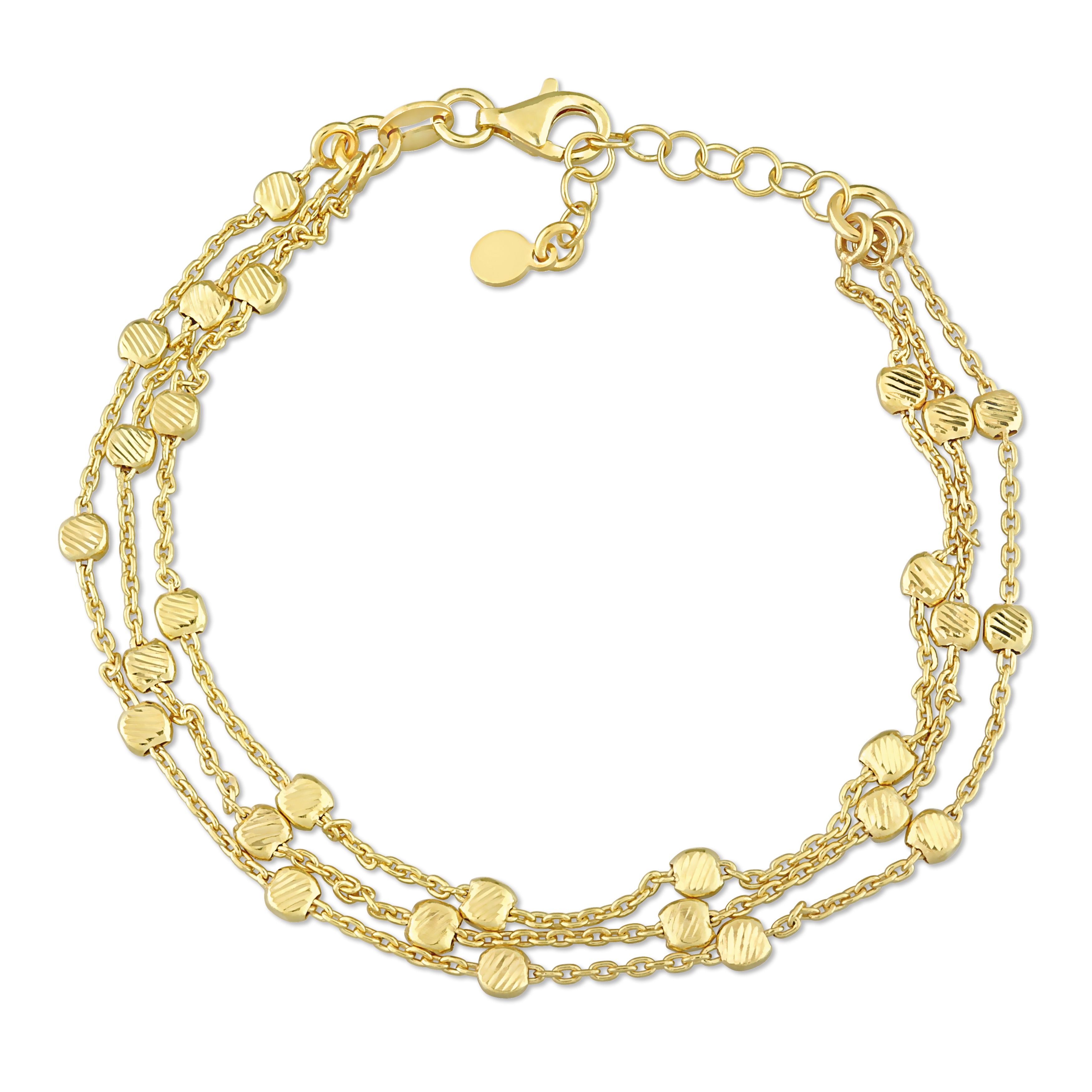 Multi-Strand Chain Bracelet in Yellow Plated Sterling Silver - 7.5 in.