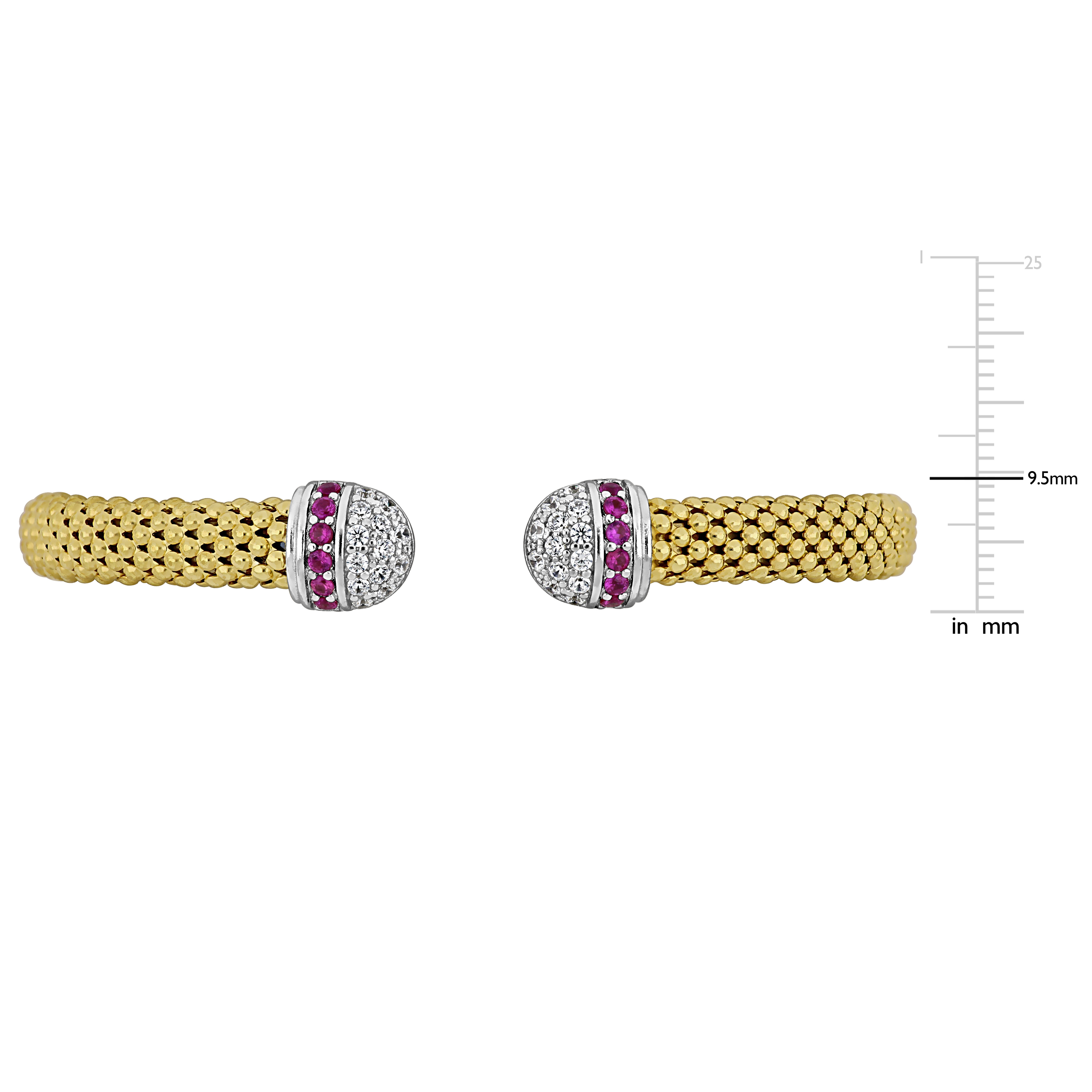 1/5ct TGW Cubic Zirconia and 10x8mm Composite Turquoise Omega Stretch Bangle in Yellow Plated Sterling Silver