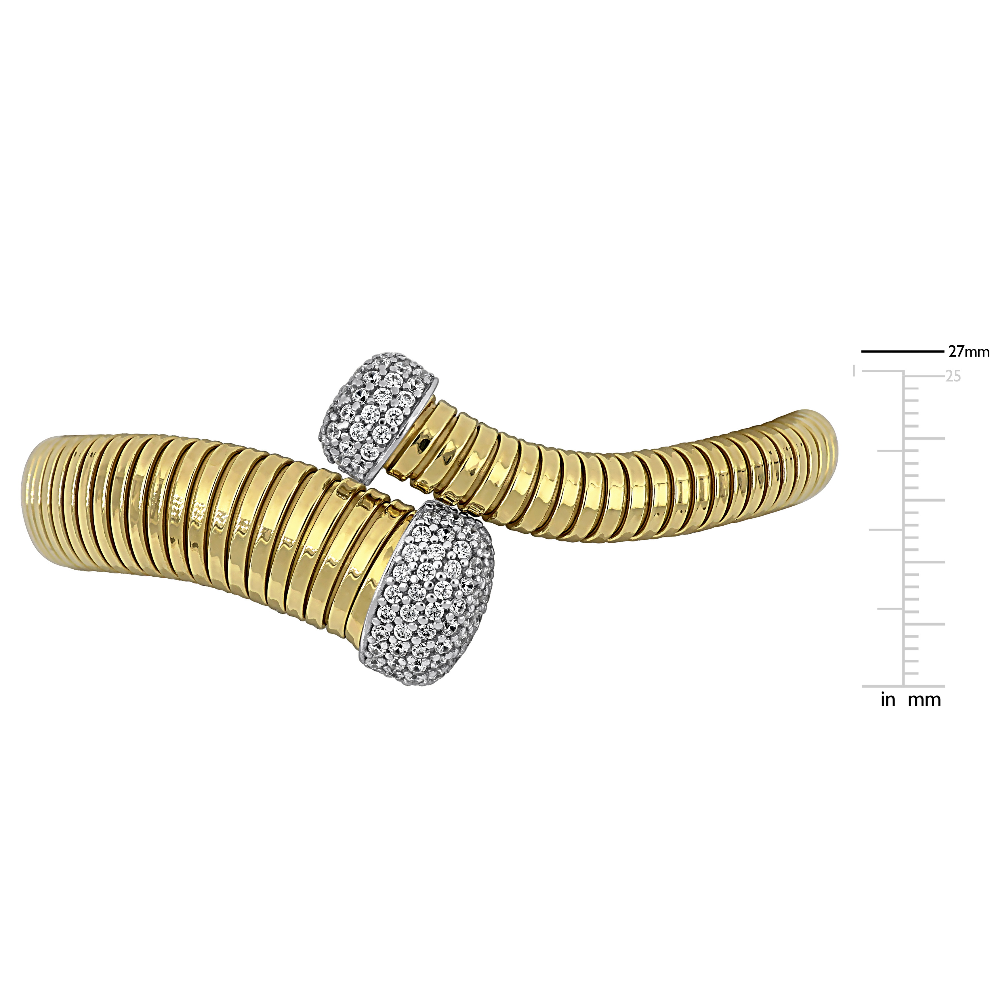 1/2ct Cubic Zirconia Rondelles Popcorn Open Stretch Bangle in Sterling Silver