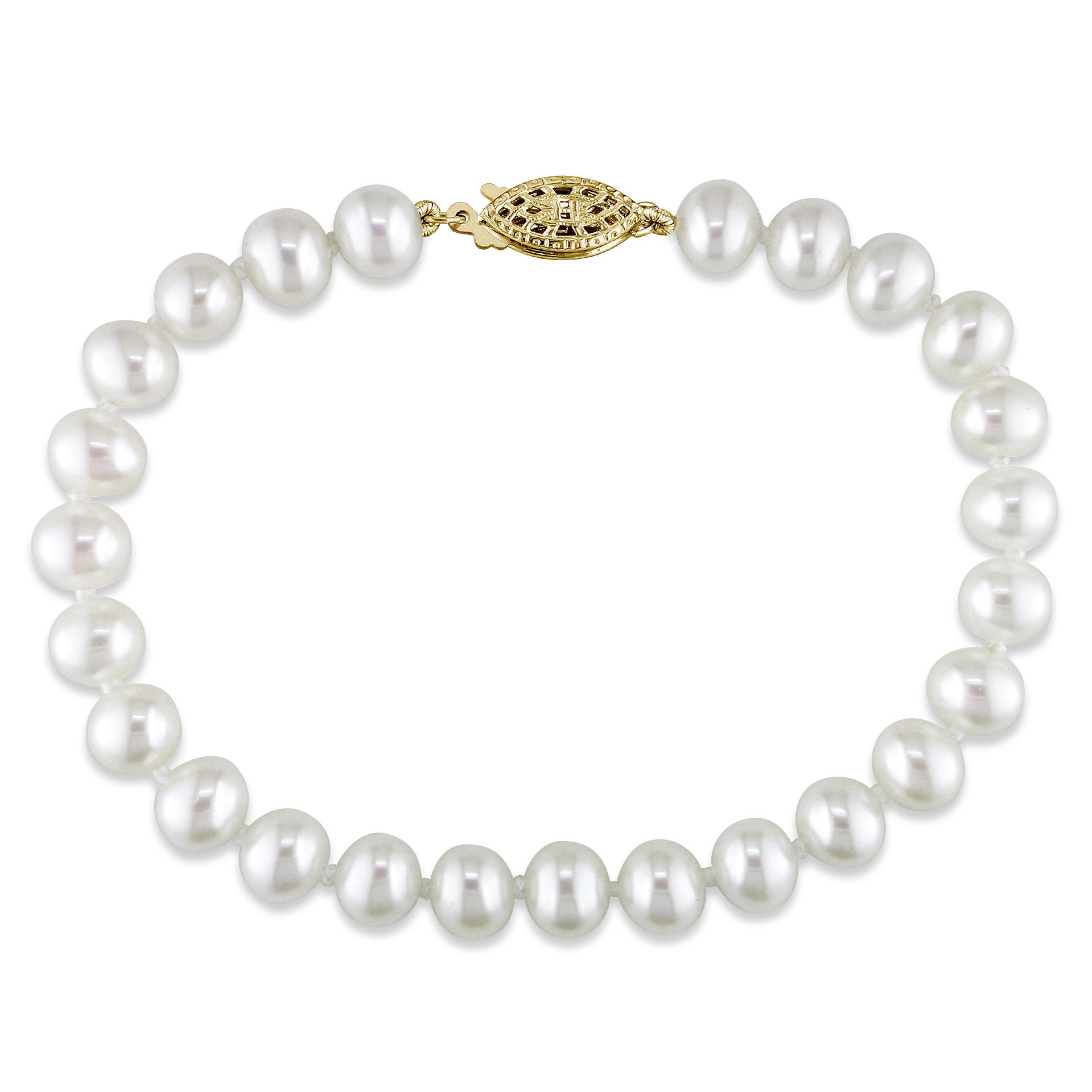 6-7mm Cultured Freshwater Pearl Bracelet with 14K Yellow Gold Clasp