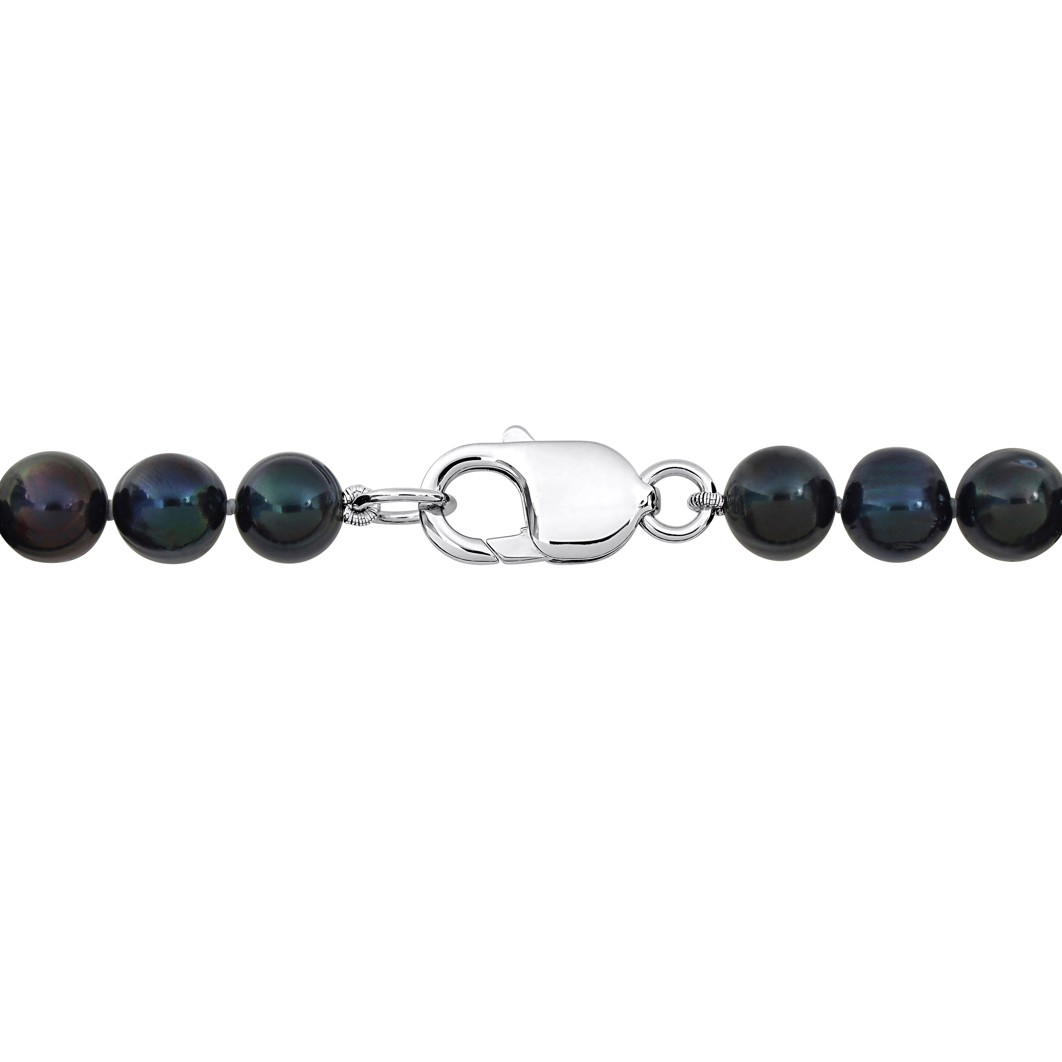 8-8.5mm Men's Black Freshwater Cultured Pearl String Bracelet with Sterling Silver Lobster Clasp - 9 in.