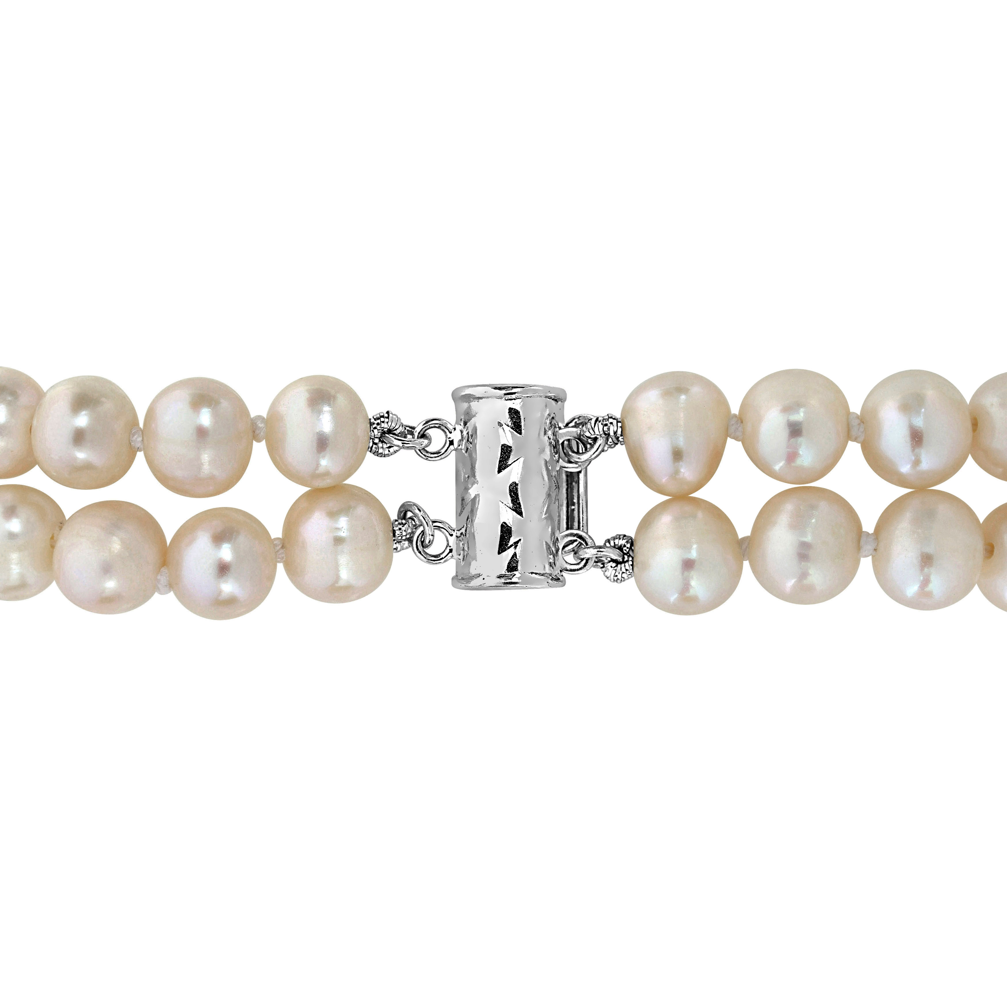 6-7mm Cultured Freshwater Pearl Double-Row Bracelet in Sterling Silver