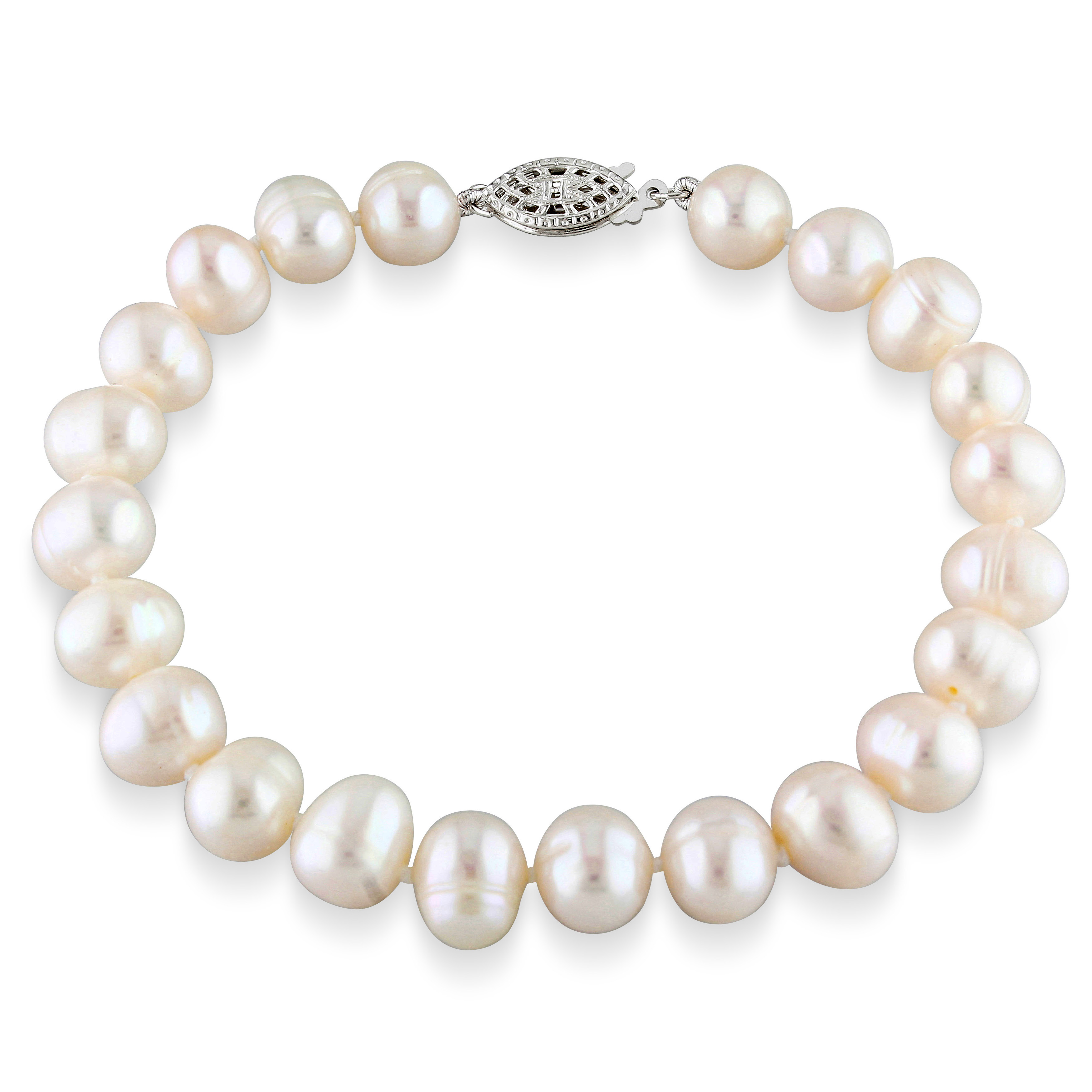 7.5 - 8mm Cultured Freshwater Pearl Bracelet with Sterling Silver Clasp