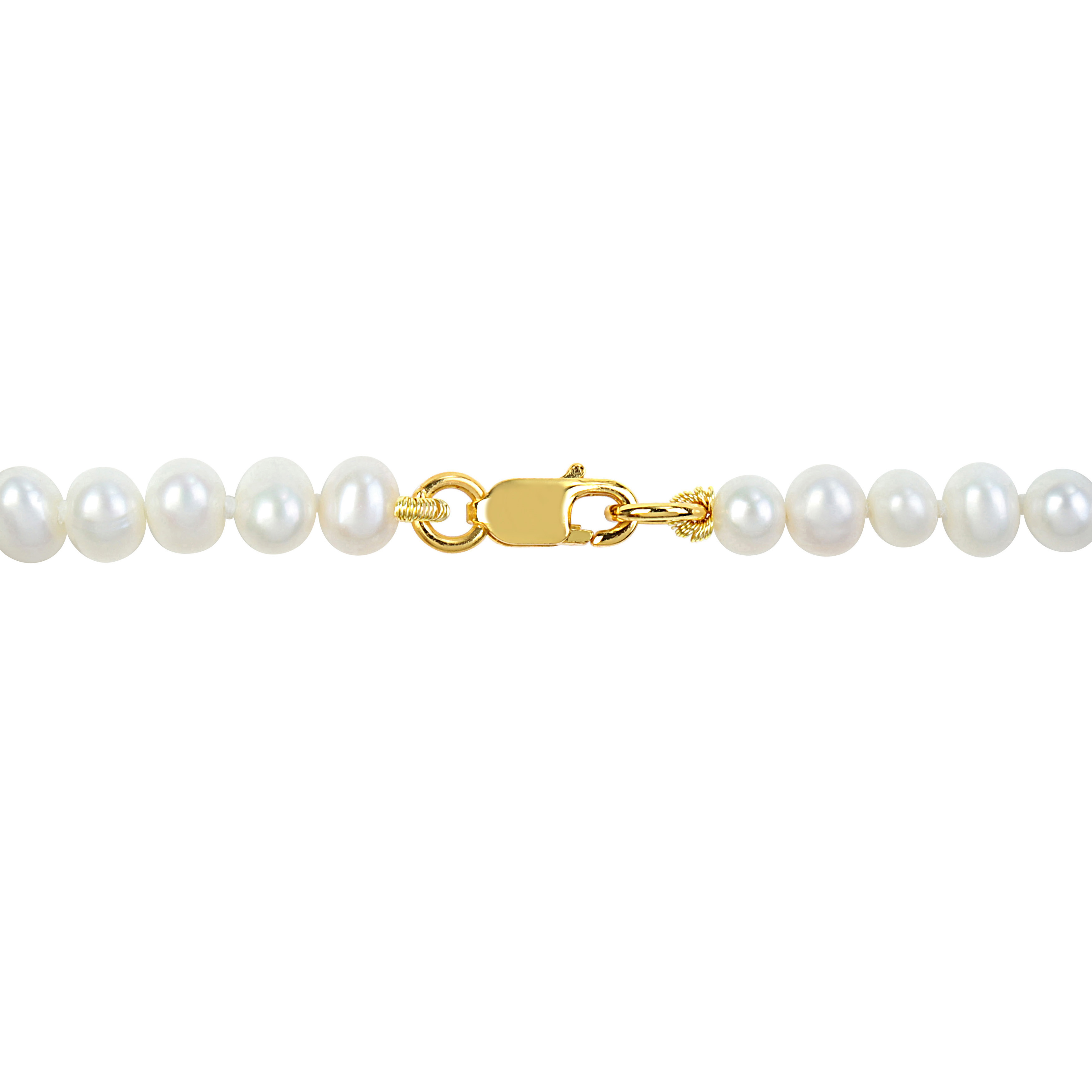 3-4mm Cultured Freshwater Pearl Bracelet with Yellow Plated Sterling Silver Clasp - 6 in