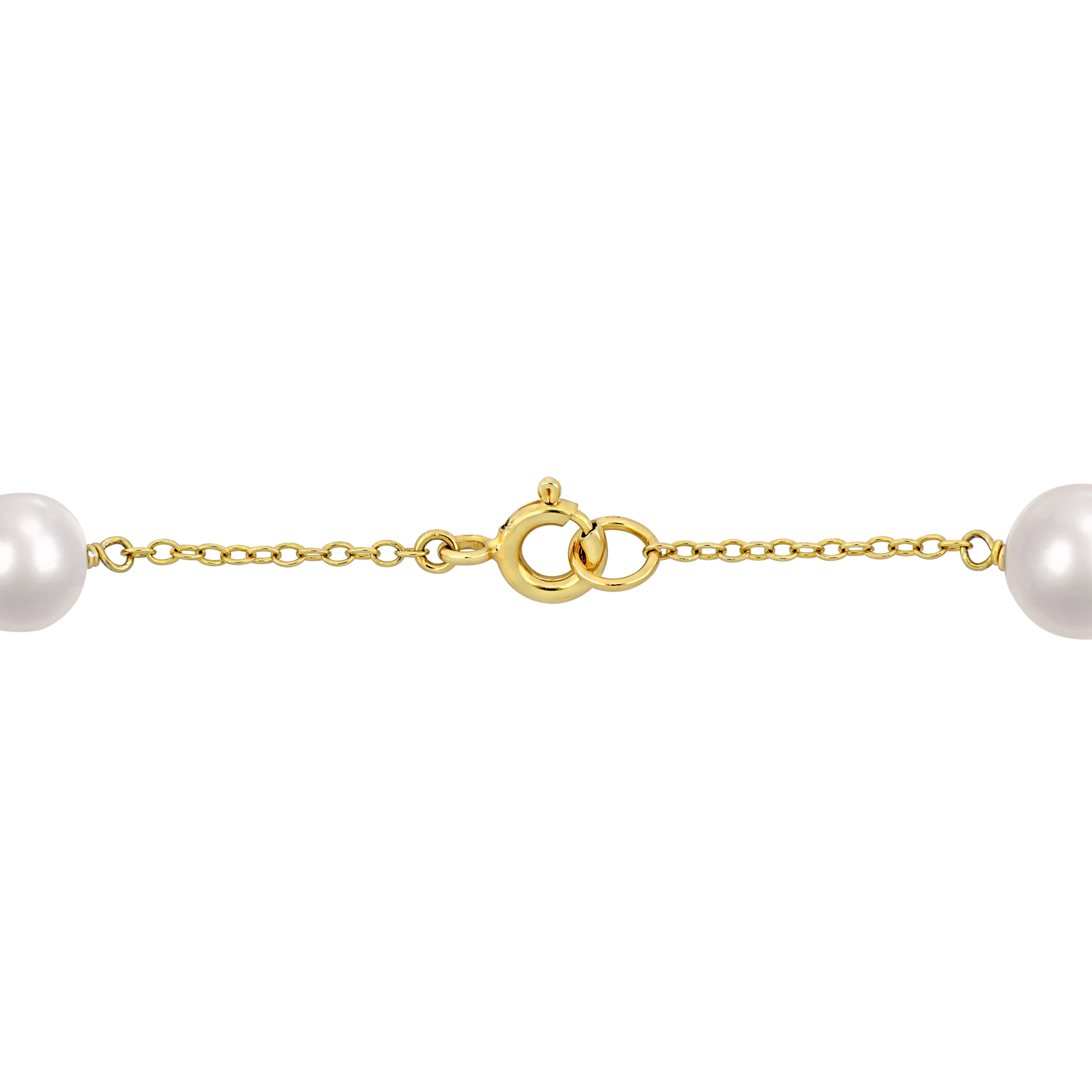 6.5-8.5mm Cultured Freshwater Pearl Station Bracelet in Yellow Plated Sterling Silver
